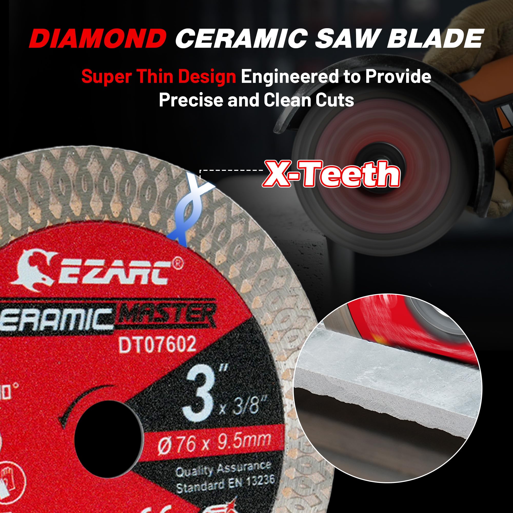 3 Inch Cut Off Wheel Set for Angle Grinder, 3 Pack with Diamond Metal Cutting Wheel, Carbide Cutting Disc, Super Thin Diamond Tile Blade, Cut for Metal, Wood, Plastic, Marble Tile, 3/8" Arbor