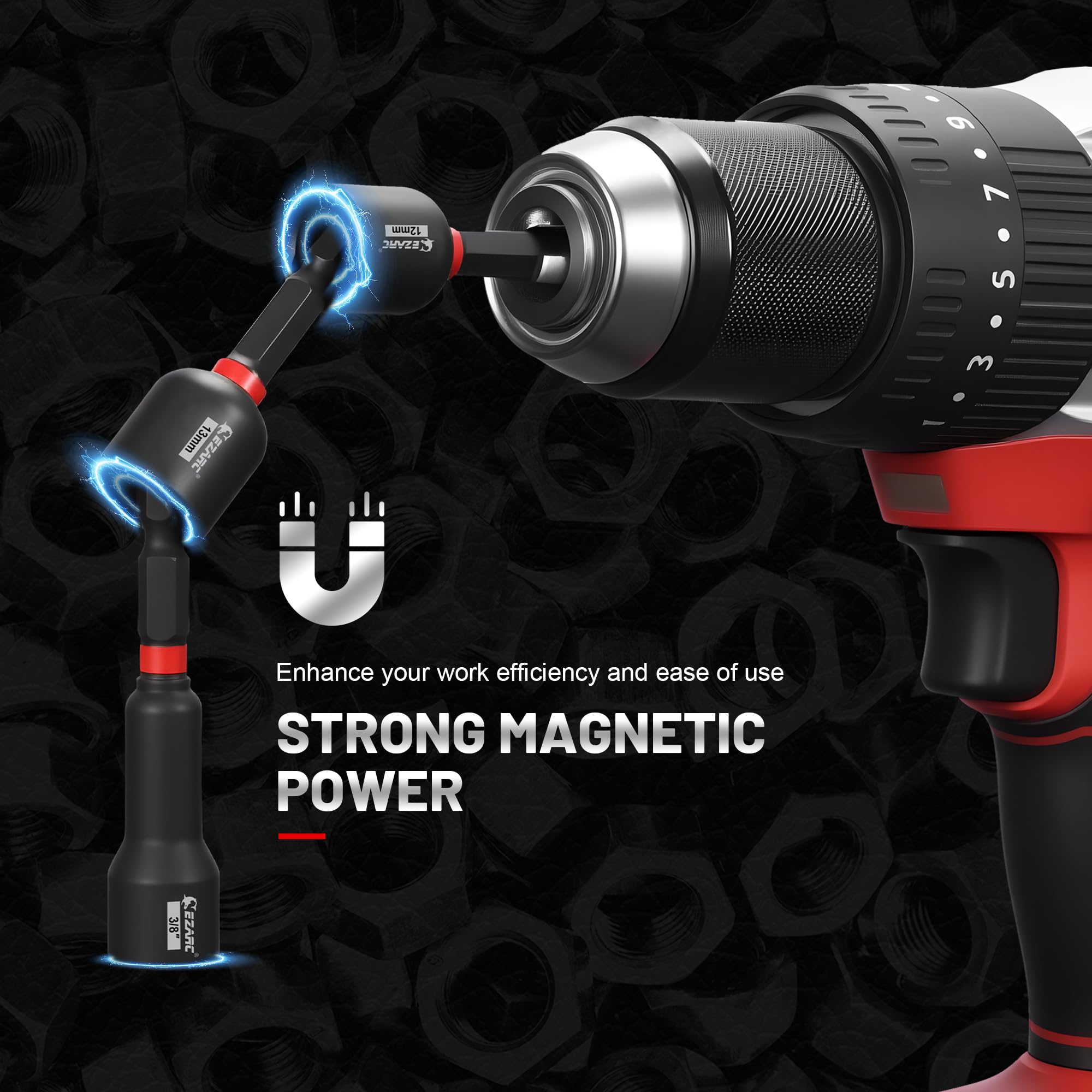 55PCS Magnetic Impact Nut Driver Set with Socket Adapters, Wing Nut Setter, S2 Bits & Extension – Fits Impact Drills/Wrenches