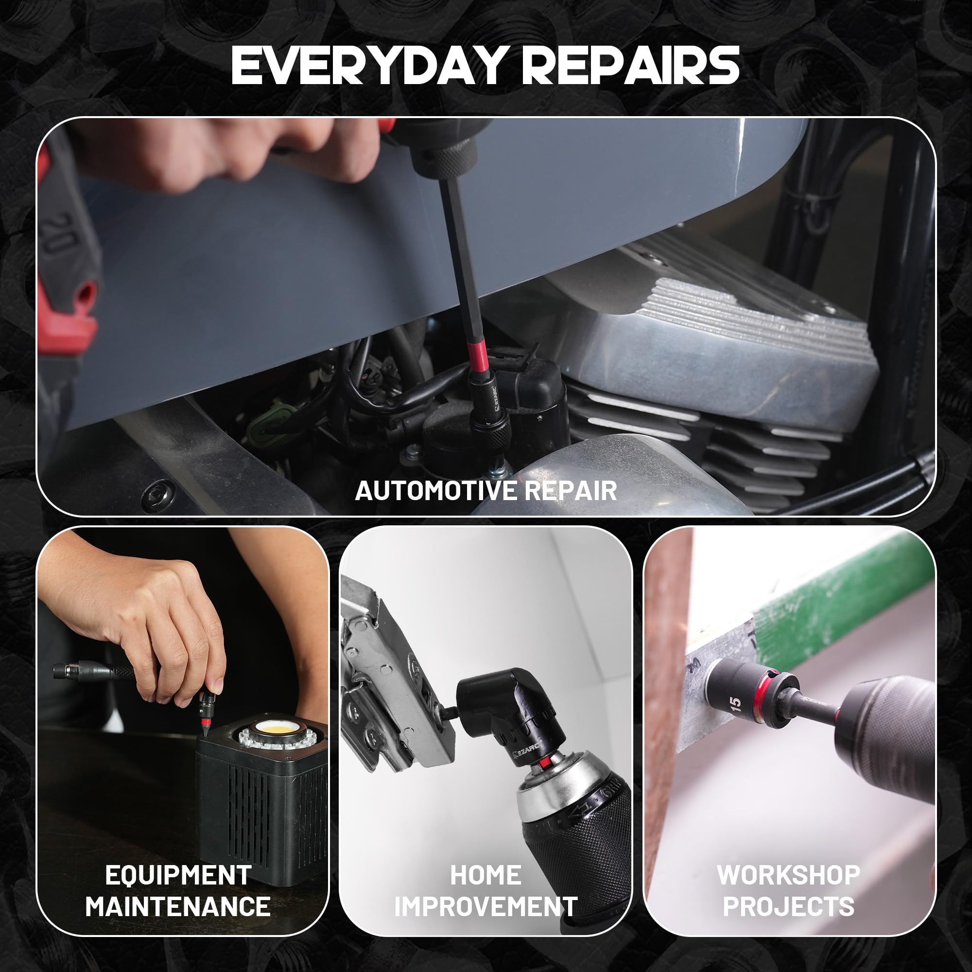 19PCS Impact Socket Adapter Set for Automotive Repair, include Oxford roll pouch