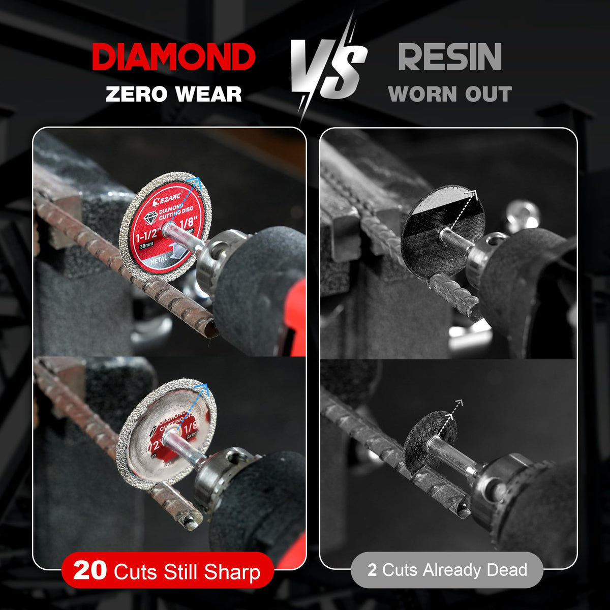 Durable 1-1/2 Diamond Cutting Wheels for Metal, 3-Pack