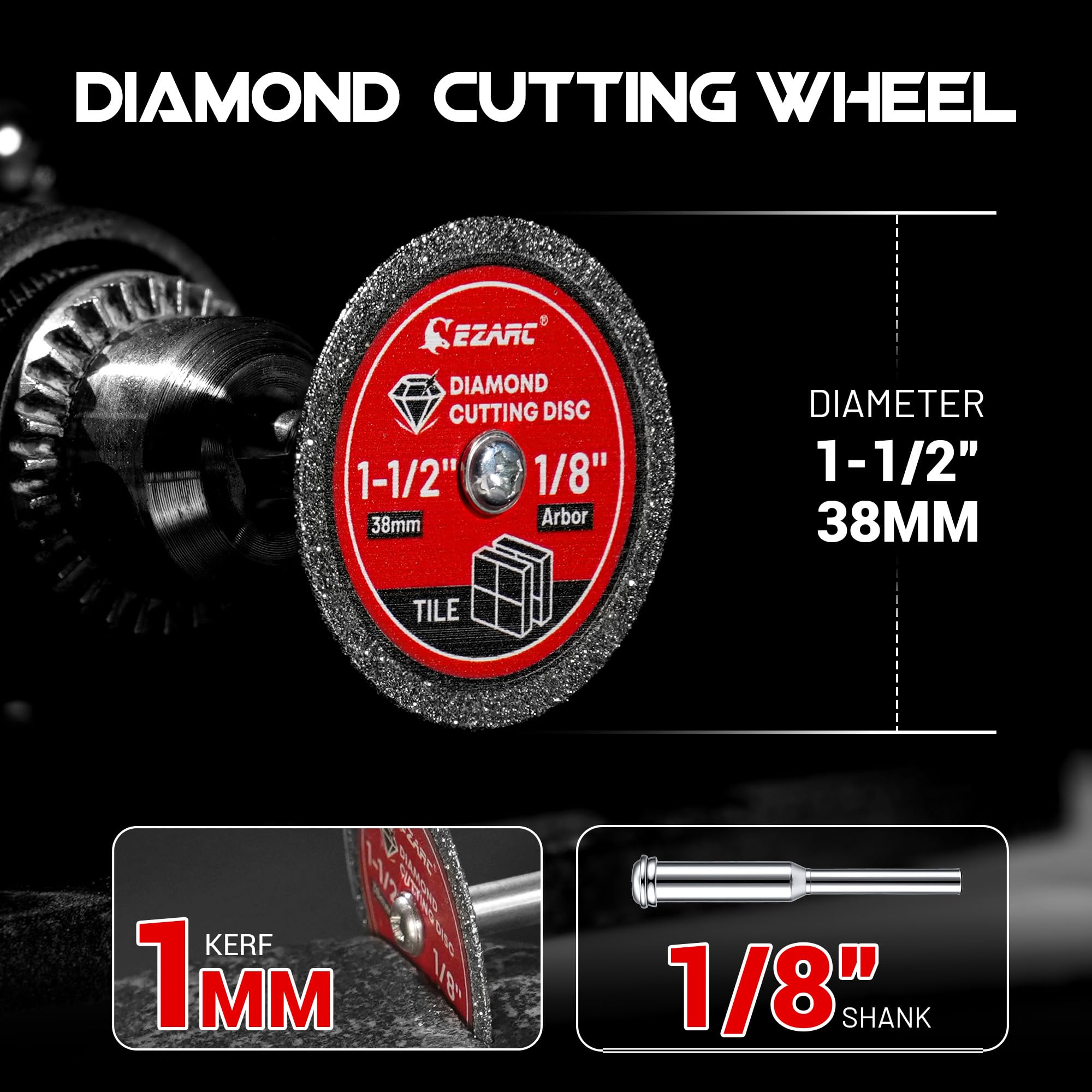 1-1/2 Inch Diamond Cutoff Wheel 4-Pack, Tile & Glass Cutting Disc for Rotary Tools