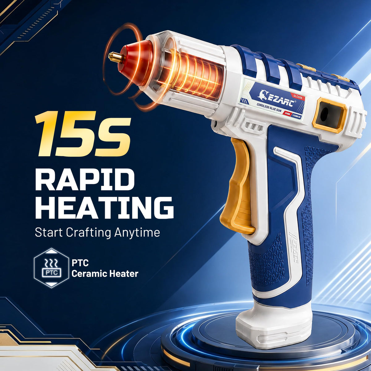 Cordless Hot Glue Gun,15s Fast Heating, 30 Mini Glue Sticks