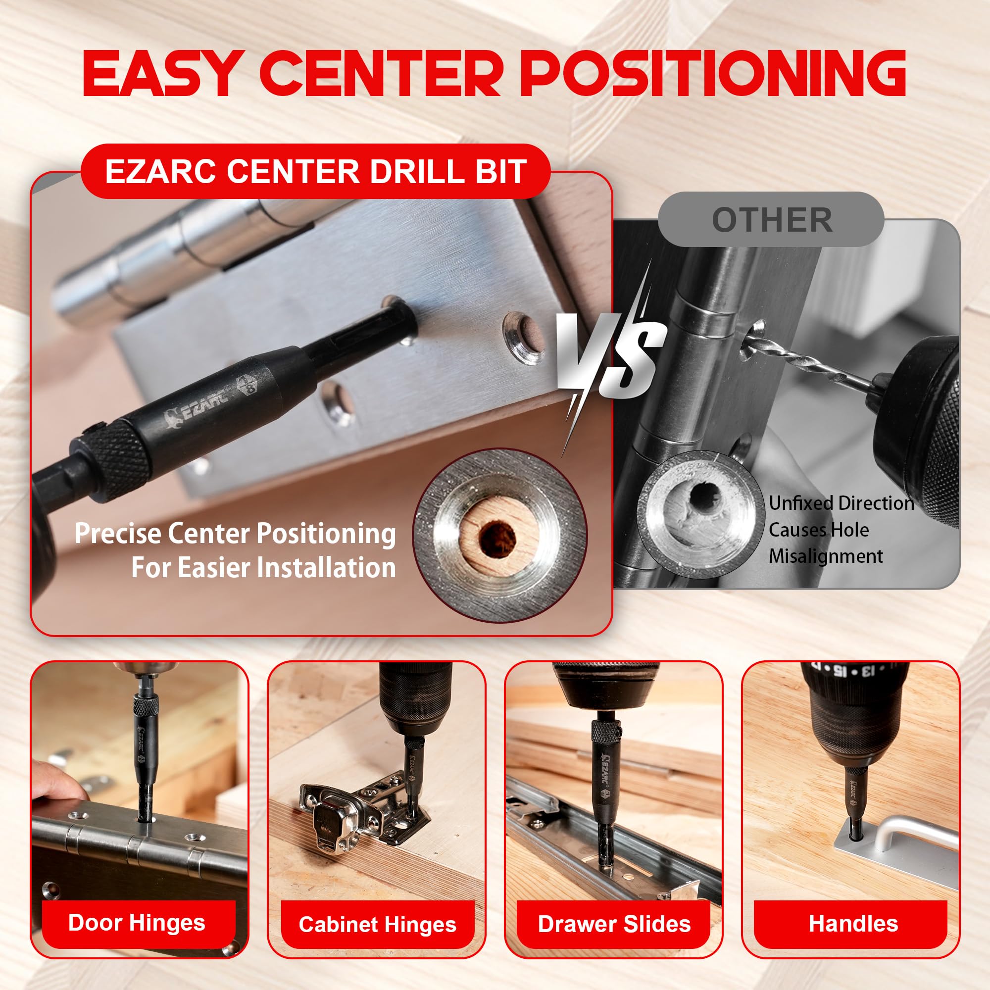 EZARC Countersink Drill Bit Set, 22PCS Counter Sink Drill Bit for Wood with Self Centering Drill Bits, Wood Plug Cutters,Screwdriver Bits, Magnetic Extension Bit Holder, 1/4" Hex Shank & Storage Box
