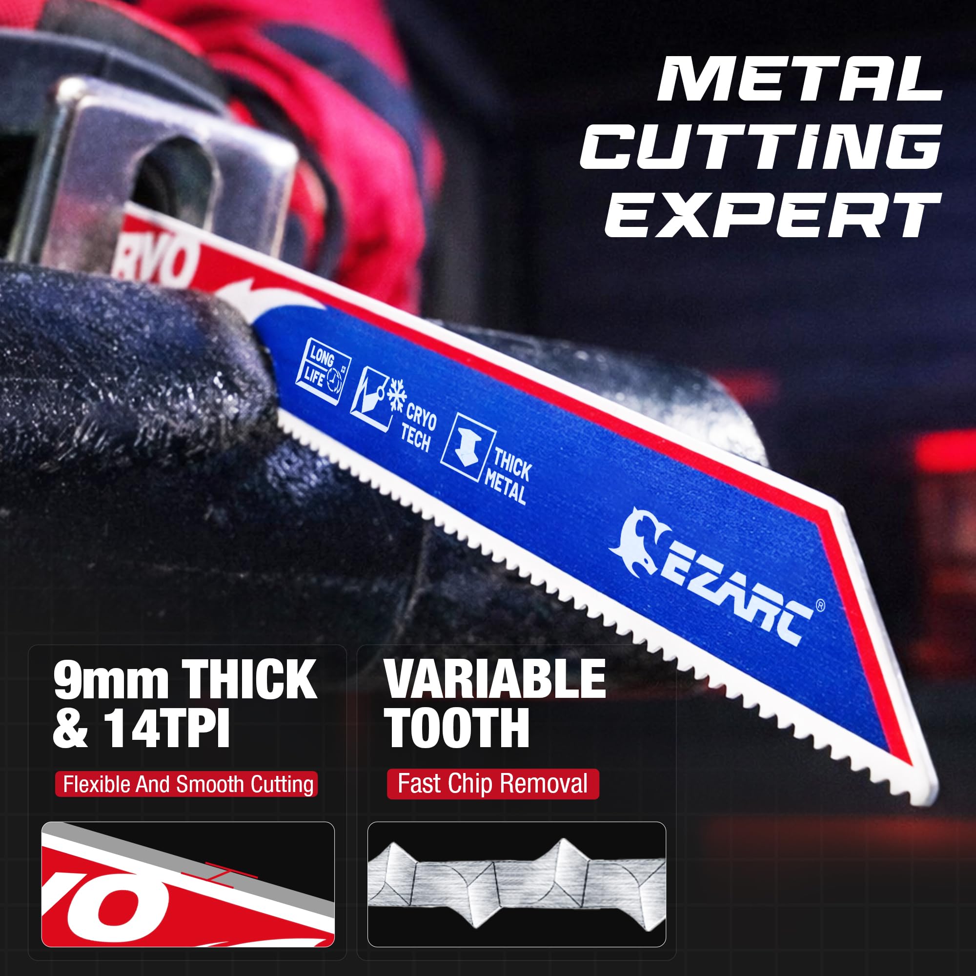 Metal Cutting - Cryo Tech Sabre Bi-Metal, 6/9 in, 14 TPI Reciprocating Saw Blade