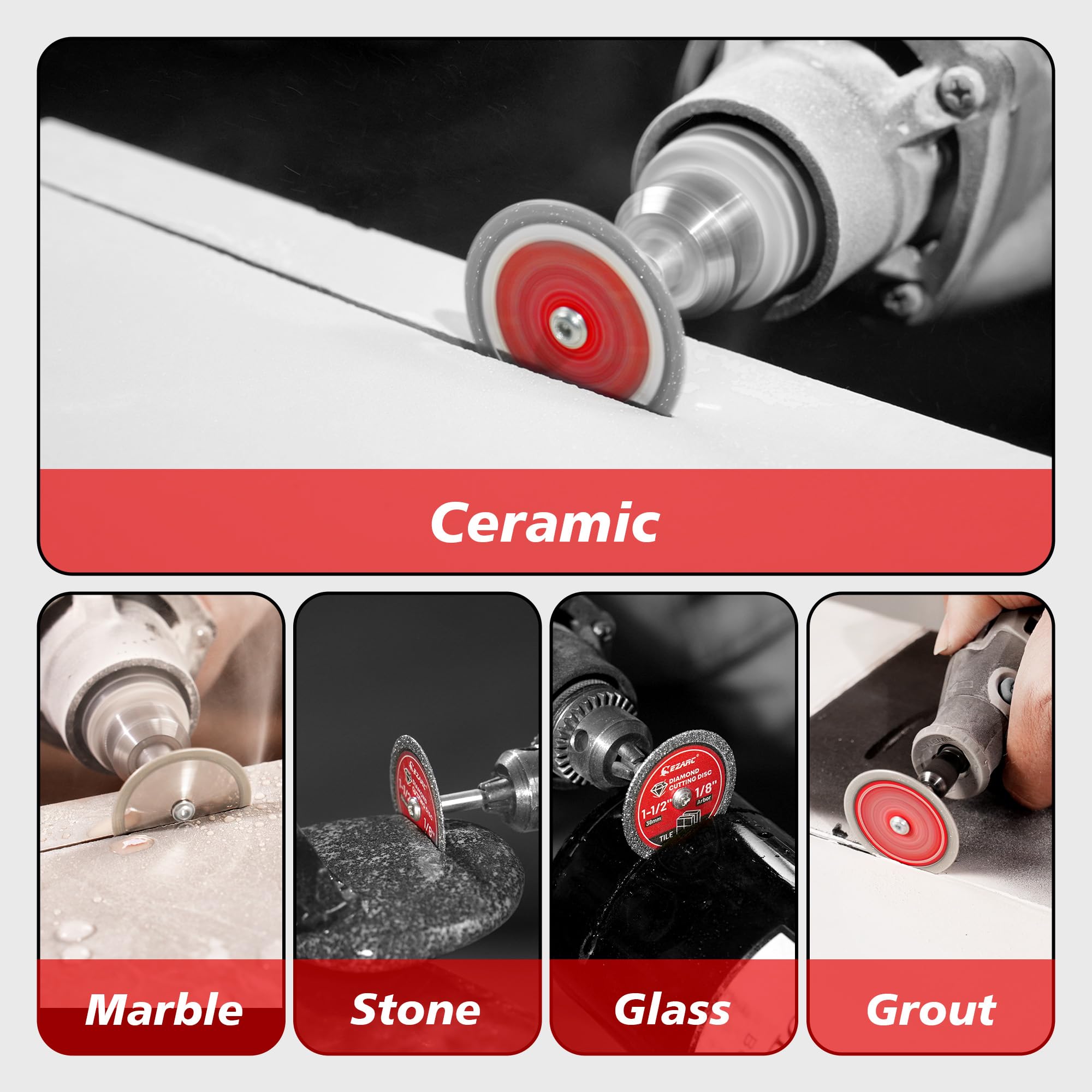 1-1/2 Inch Diamond Cutoff Wheel 4-Pack, Tile & Glass Cutting Disc for Rotary Tools