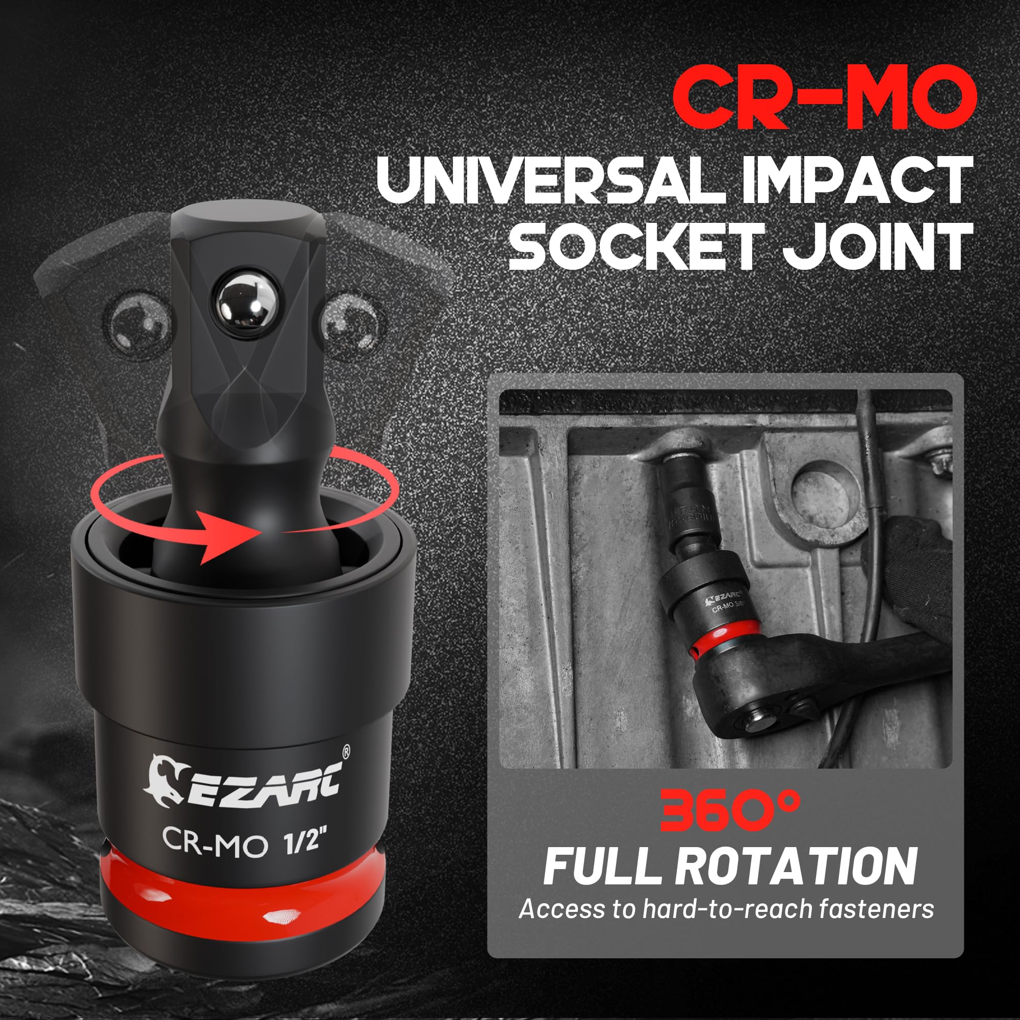 21PCS Impact Socket Adapter Set, CR-MO Swivel Sockets, CR-V Reducers & Hex Extension Bits, 1/4" 3/8" 1/2" Drive