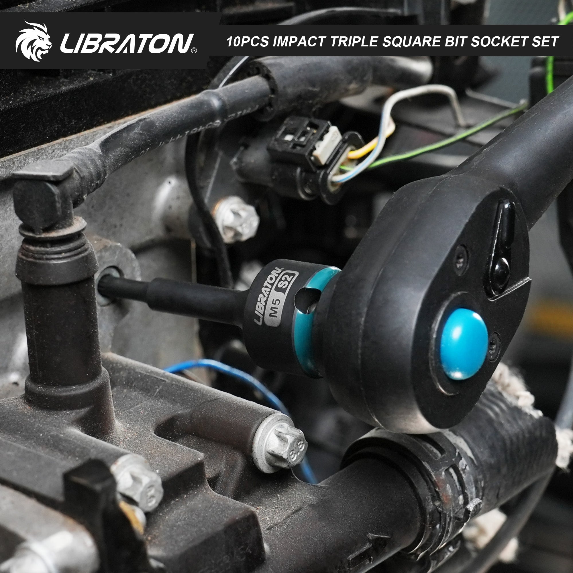 Libraton 10PCS 1/2" Drive Impact XZN Triple Square Bit Socket Set, S2 Steel