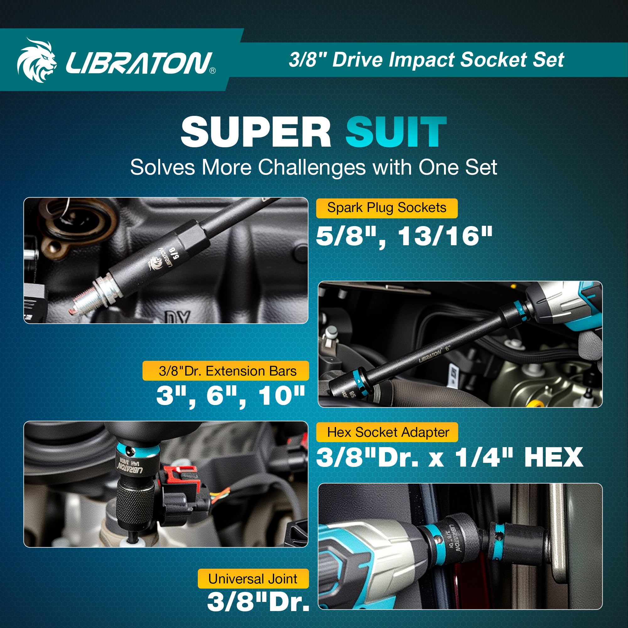 Libraton 90PCS 3/8" Drive Master Impact Socket & Ratchet Set - Product Description