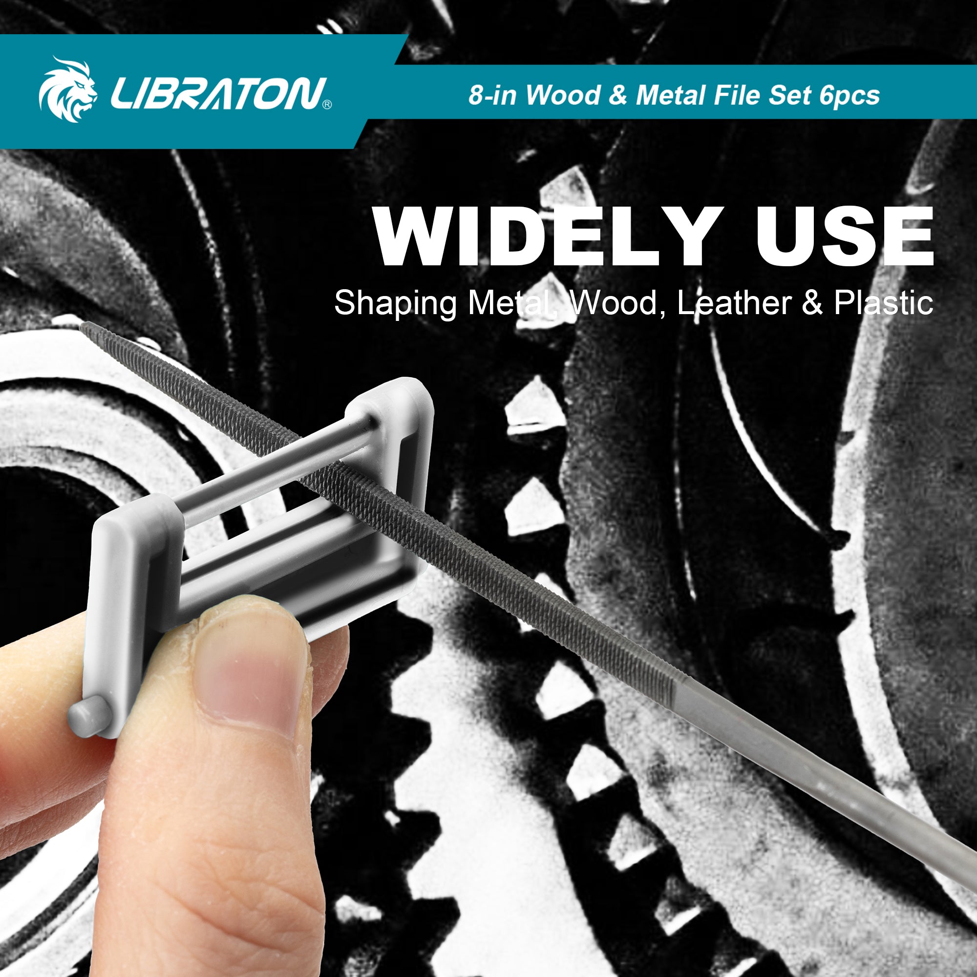 Libraton 8" High-Carbon Steel File Set, 6PCS (5 Metal Files & 1 Wood Rasp)