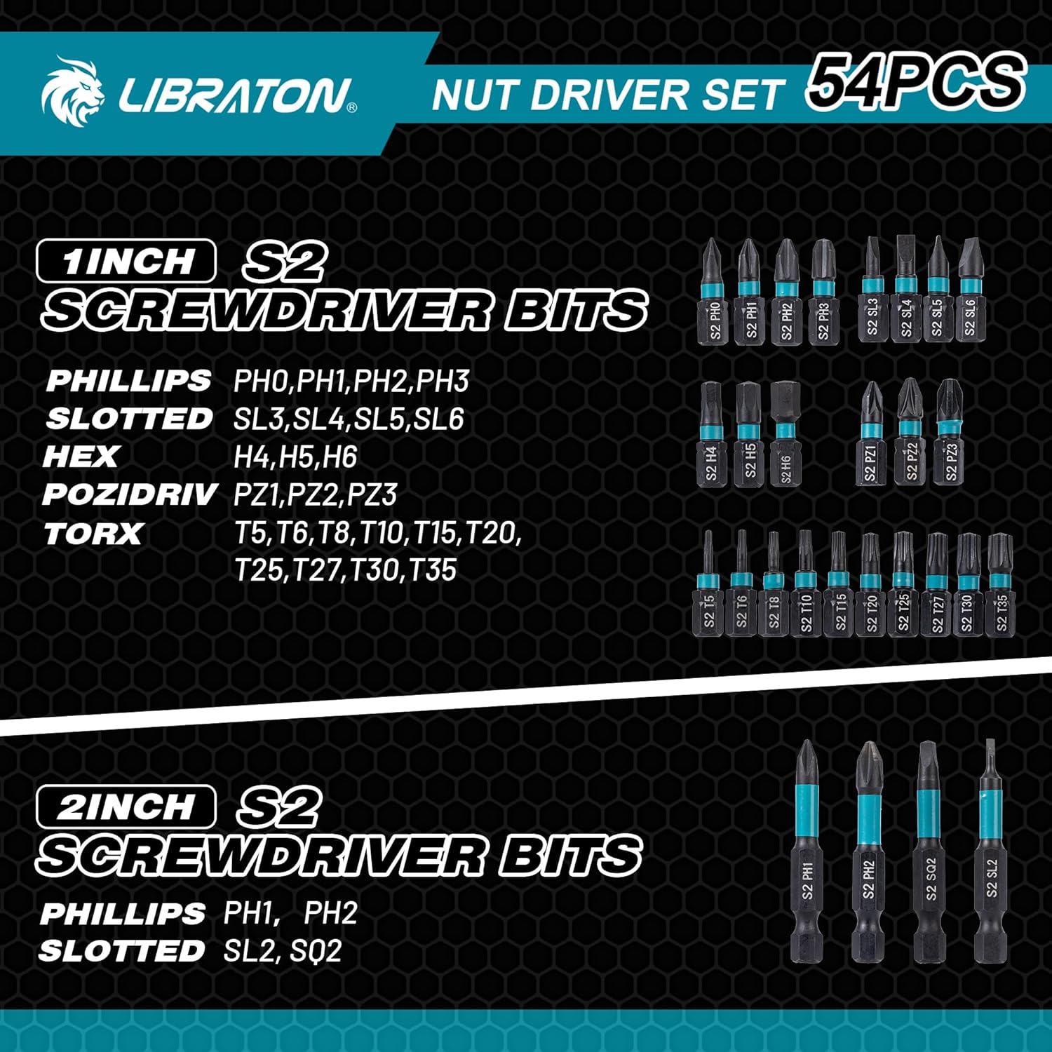 LIBRATON 54PCS Nut Driver Set – Magnetic + Bits