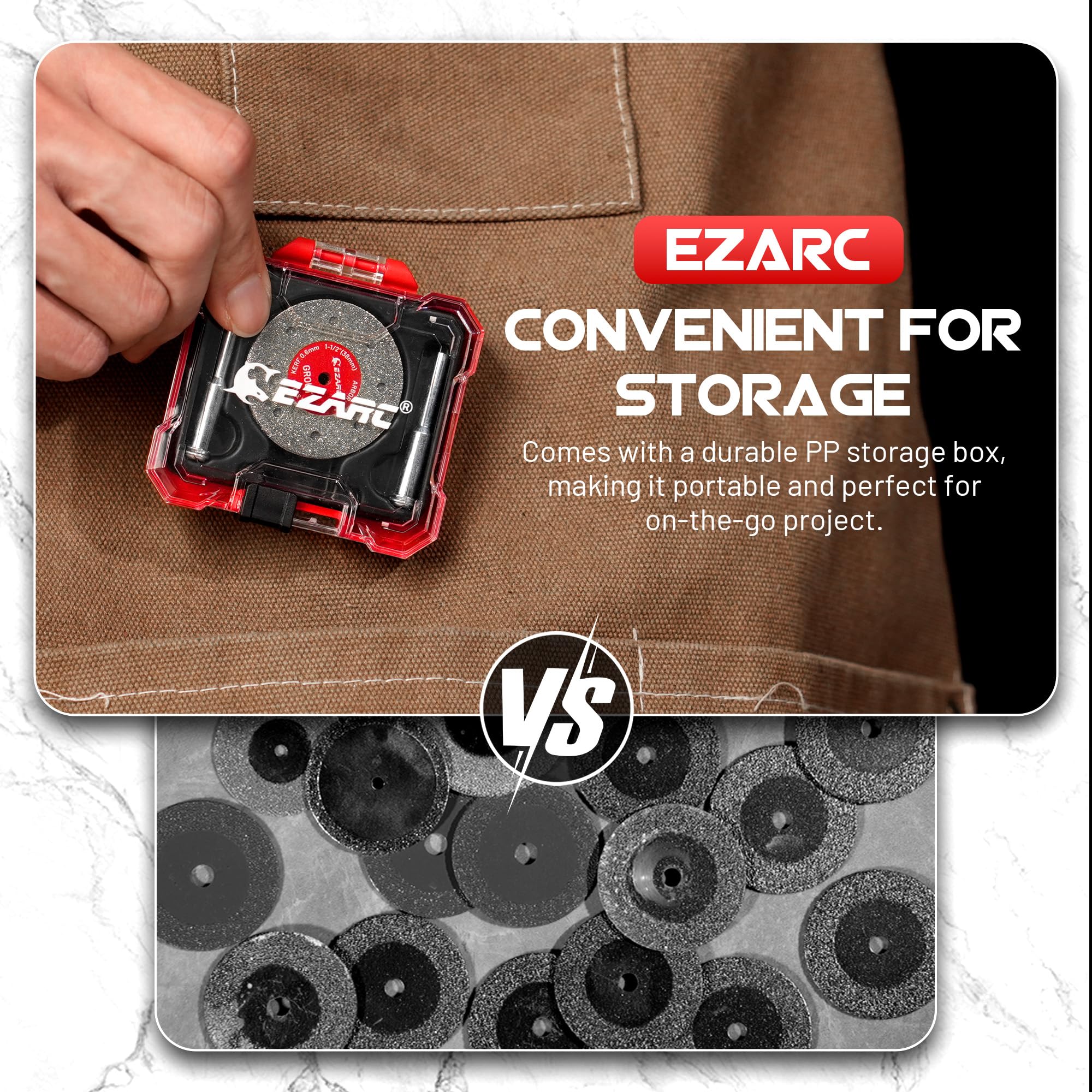 1-1/2 Inch Diamond Cutoff Wheel, 0.6mm Ultra-Thin Kerf, Tile & Glass Cutting Disc for Rotary Tools