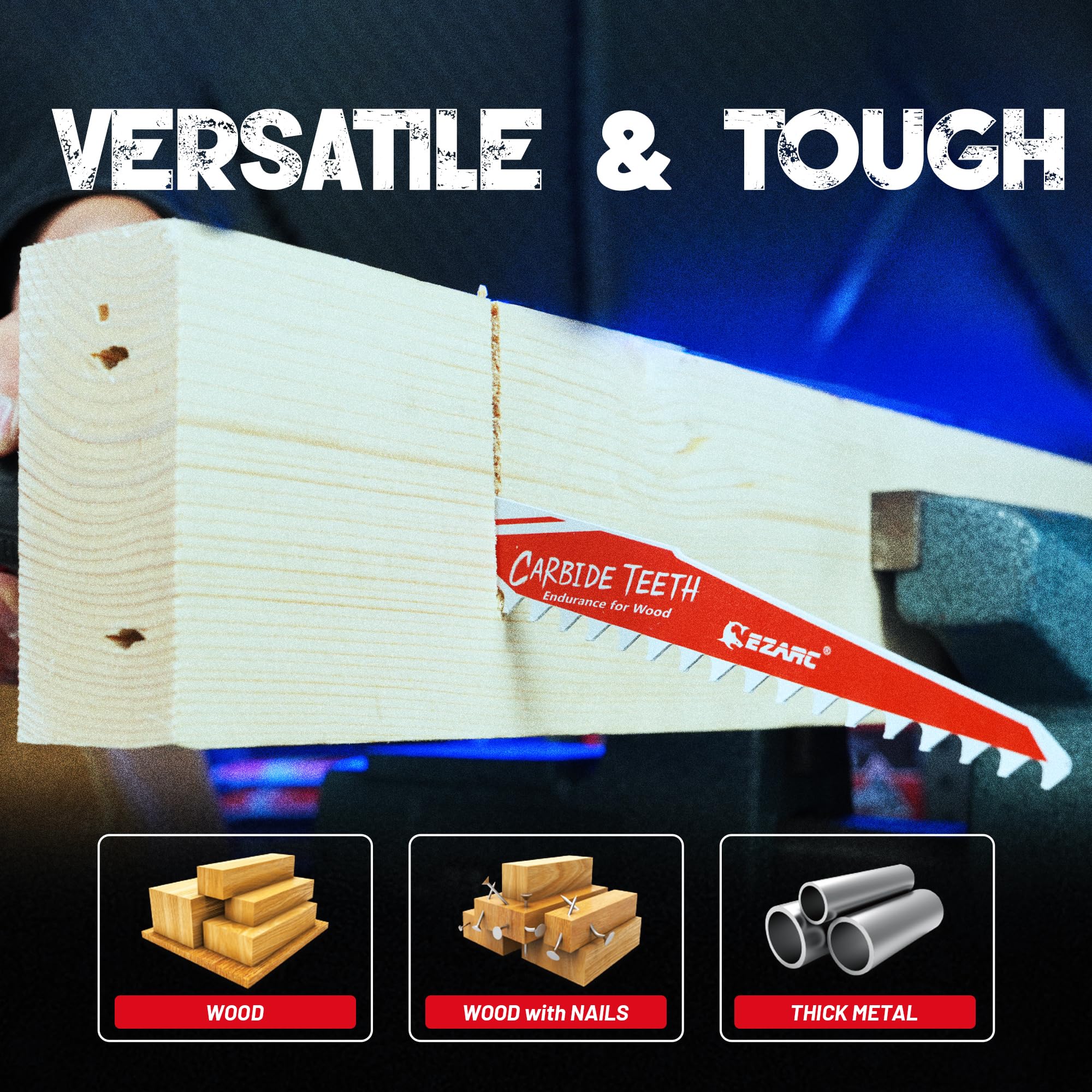 Carbide Reciprocating Saw Blades Set for Multi-Material Cutting - EZARC Tools