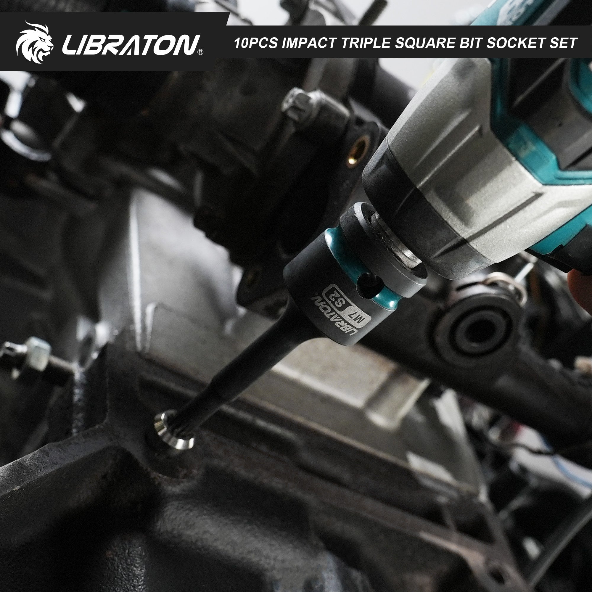 Libraton 10PCS 1/2" Drive Impact XZN Triple Square Bit Socket Set, S2 Steel
