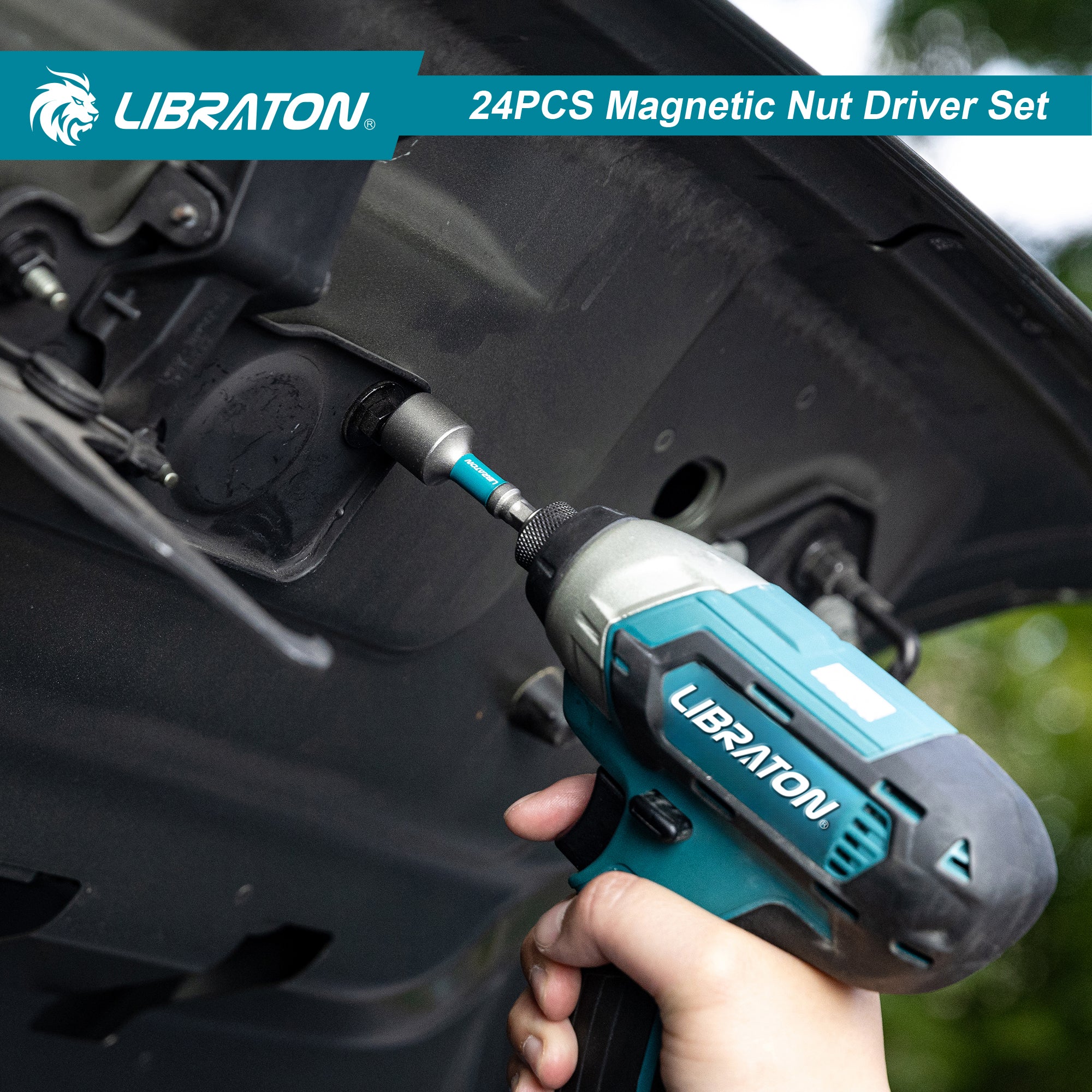 LIBRATON 24-PC Magnetic Nut Driver Set – SAE & Metric, 1/4" Hex, Impact-Rated