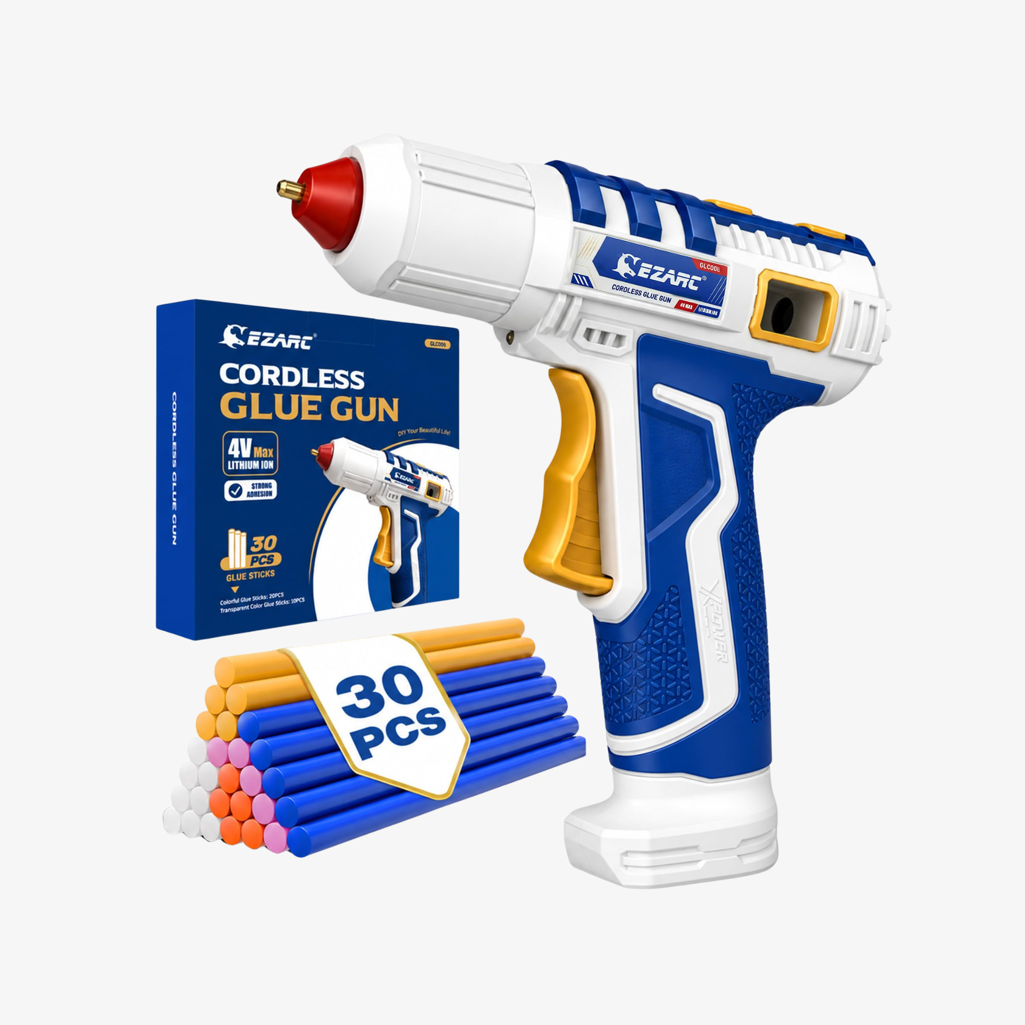 Cordless Hot Glue Gun,15s Fast Heating, 30 Mini Glue Sticks