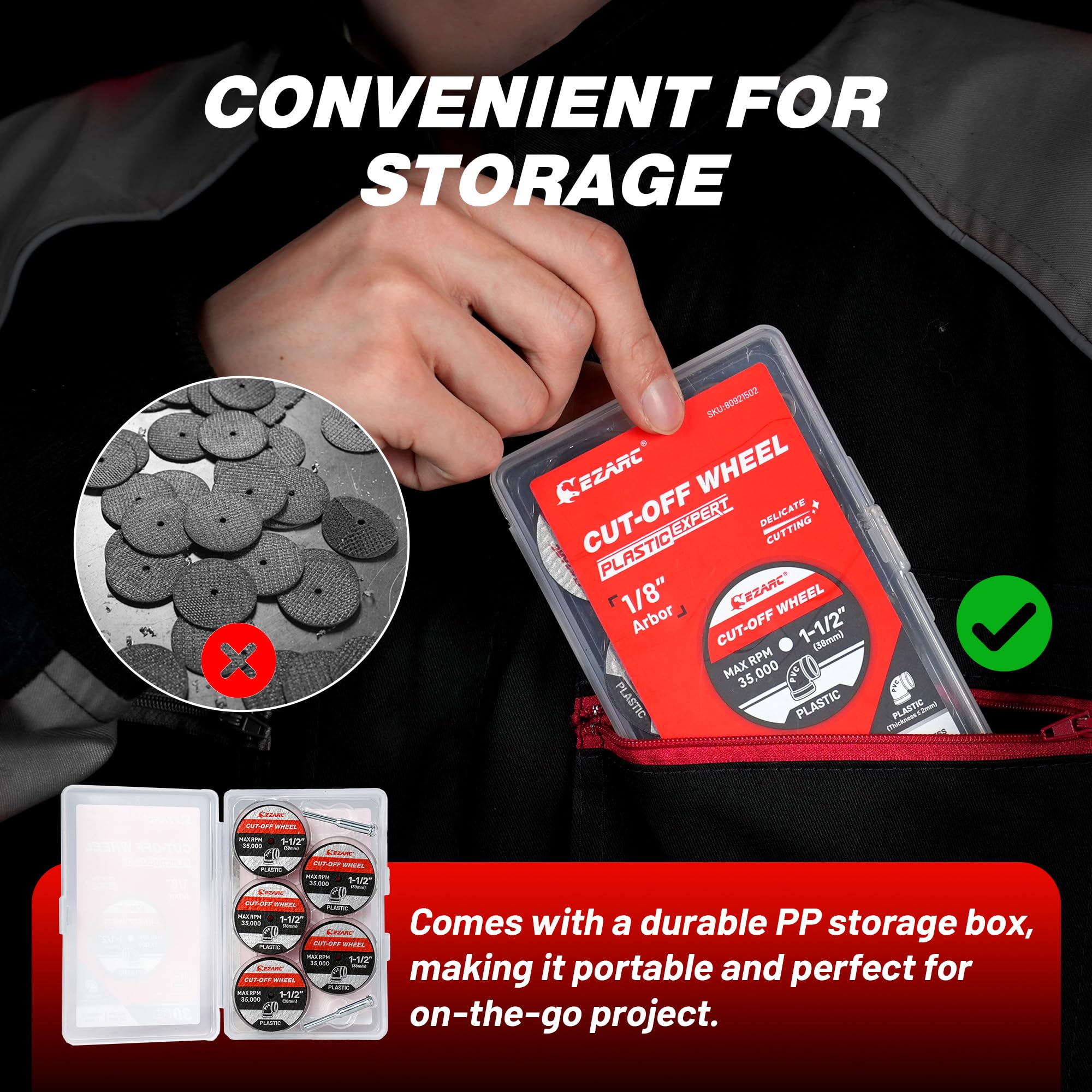 1-1/2 Plastic Cut Off Wheels, 1.5" x 1/8" Fiberglass Reinforced Rotary Tool Cutting Disc Accessories