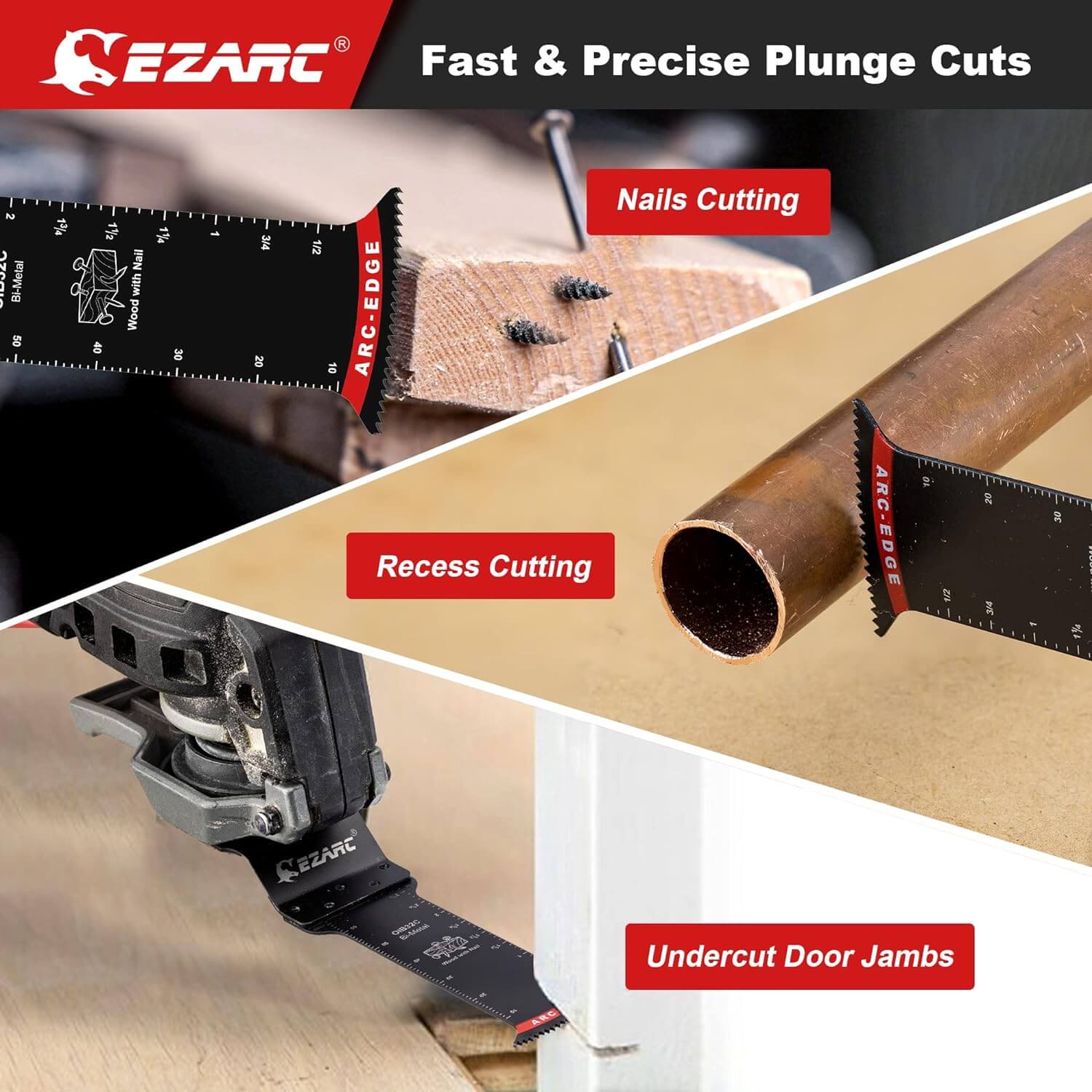 1-1/4 in. Arc Edge Bi-Mteal Oscillating Multitool Blades For General Purpose,OlB33C - EZARC Tools