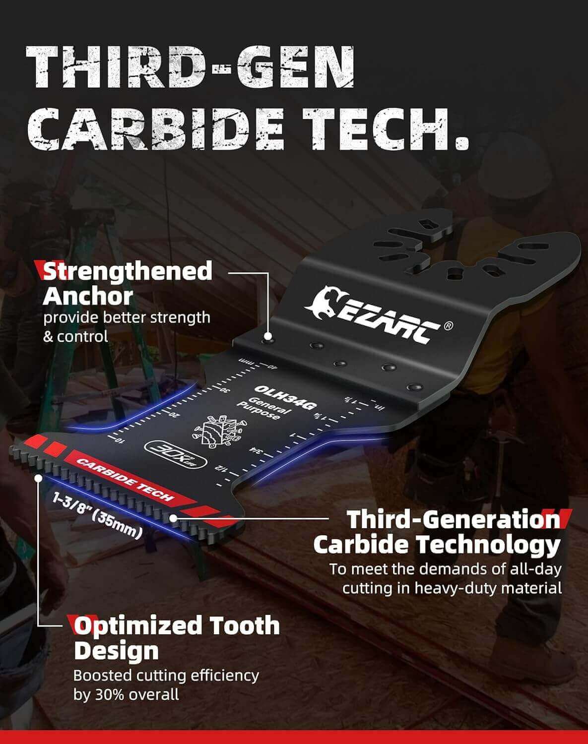 1-3/8 in. Carbide Oscillating Multi Tool Blade For General Purpose,OLH34G