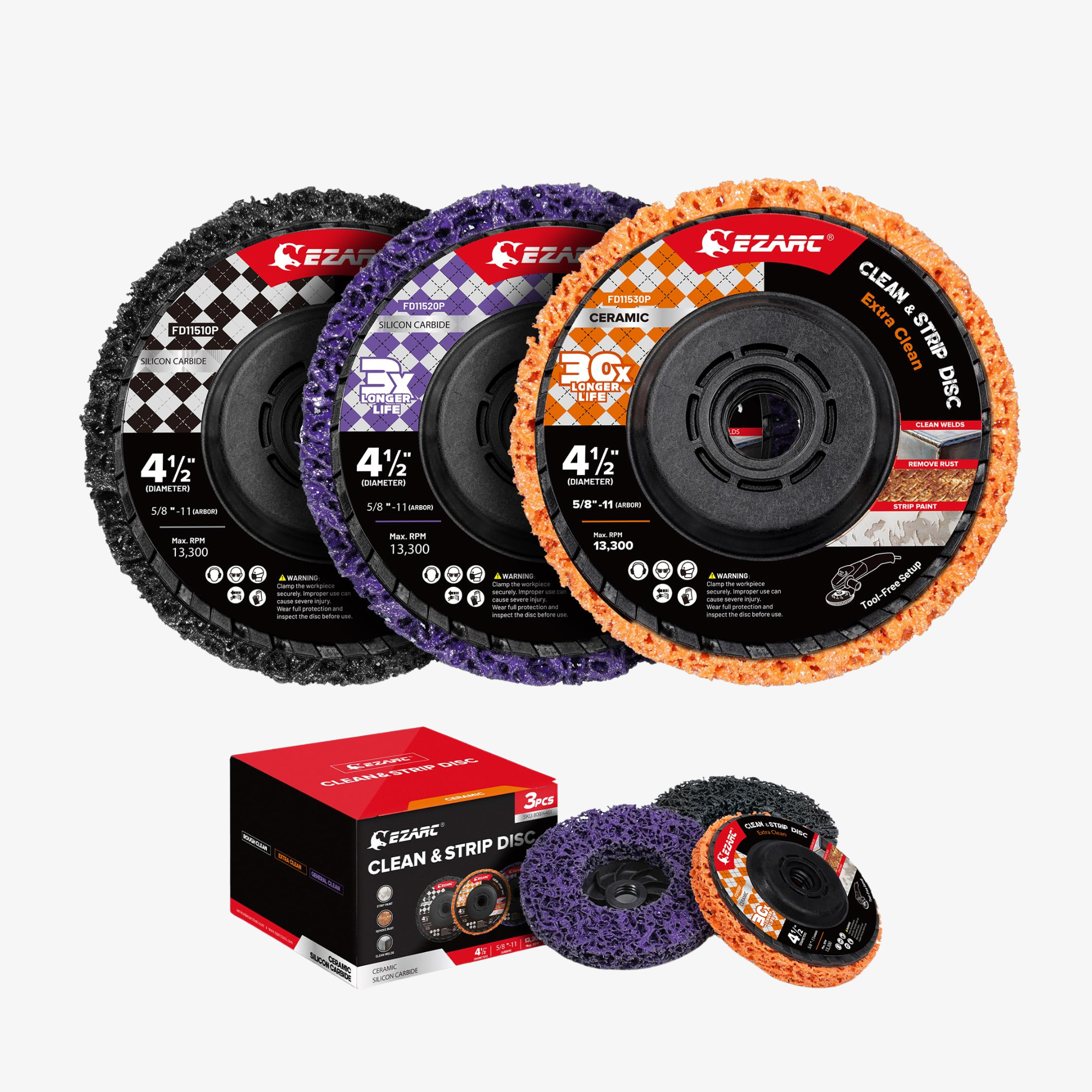 EZARC Stripping Discs 4-1/2" Paint & Rust Removal Wheels for Angle Grinder, Clean and Remove Coatings, Scaling, Welds and Oxidation