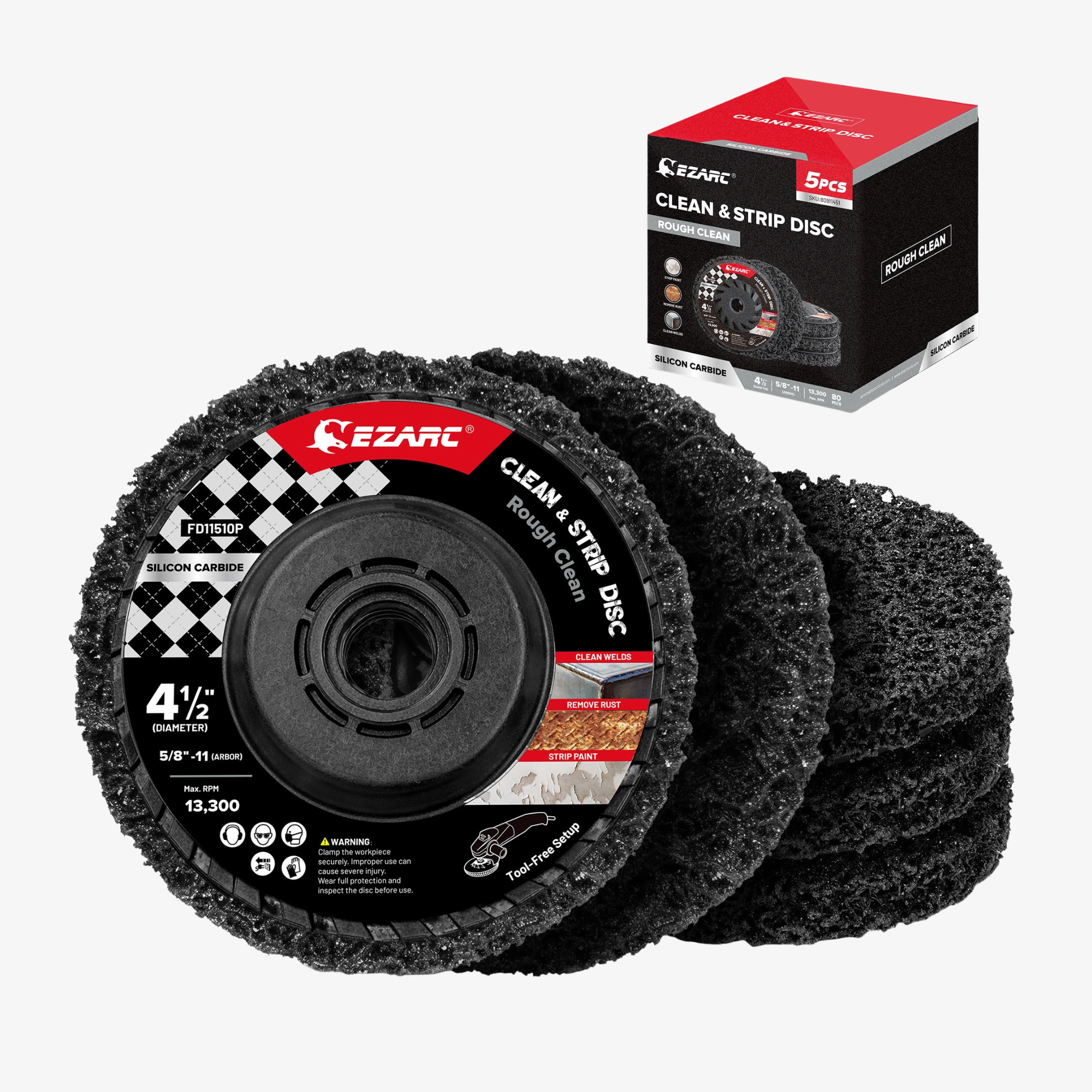 EZARC Stripping Discs 4-1/2" Paint & Rust Removal Wheels for Angle Grinder, Clean and Remove Coatings, Scaling, Welds and Oxidation