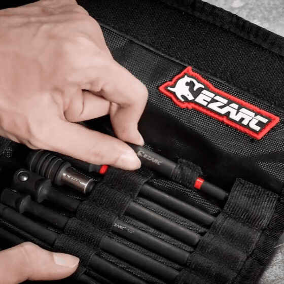 EZARC 19-Piece Impact Socket Adapter & Long Extension Set, 1/4" Hex Shank with 360° Swivel, 105° Right Angle & Oxford Roll Pouch