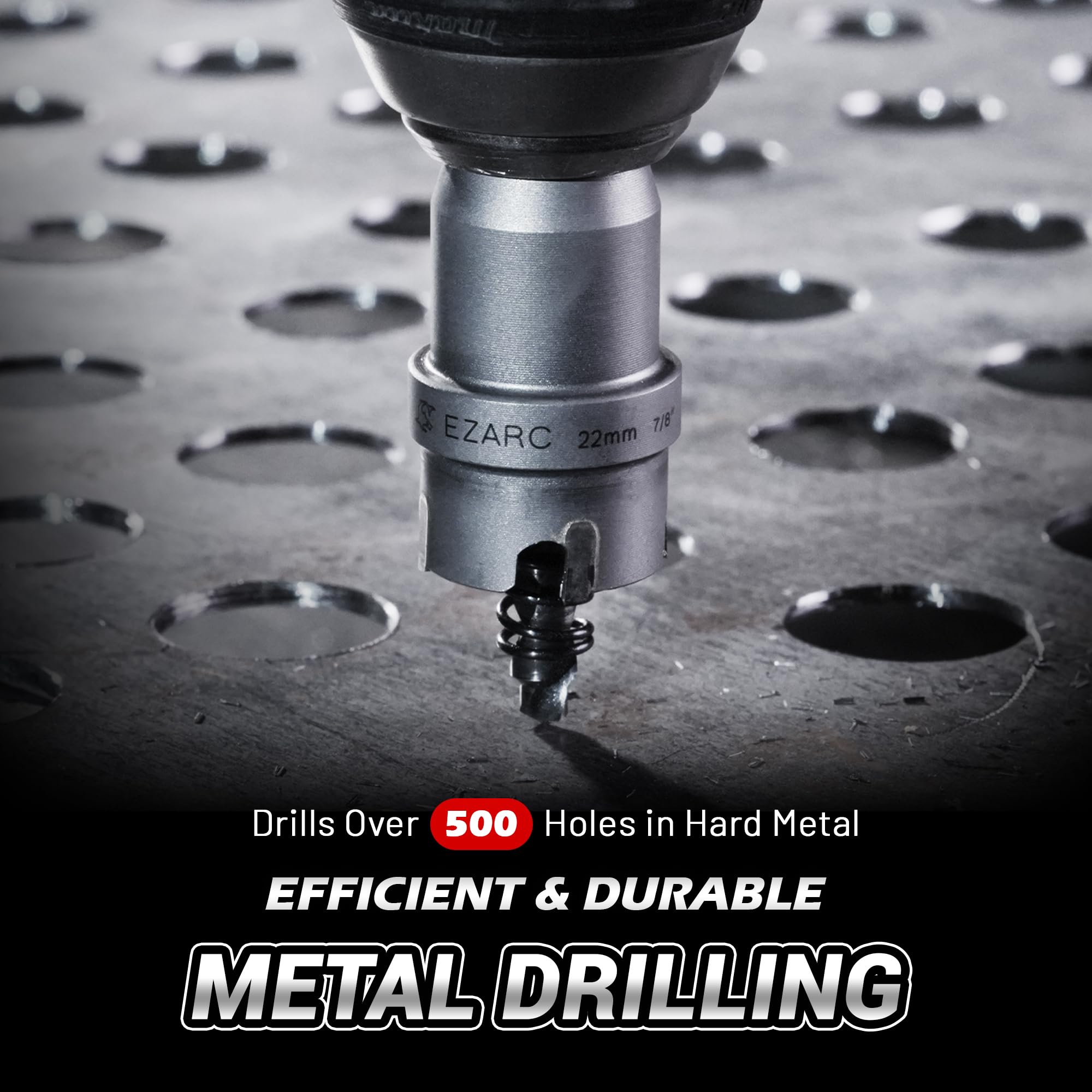 Tungsten Carbide Hole Saw Kit, 7/8" to 2" Hole Saw Set with Pilot Drill Bits and Hex Key for Stainless Steel and Hard Meta