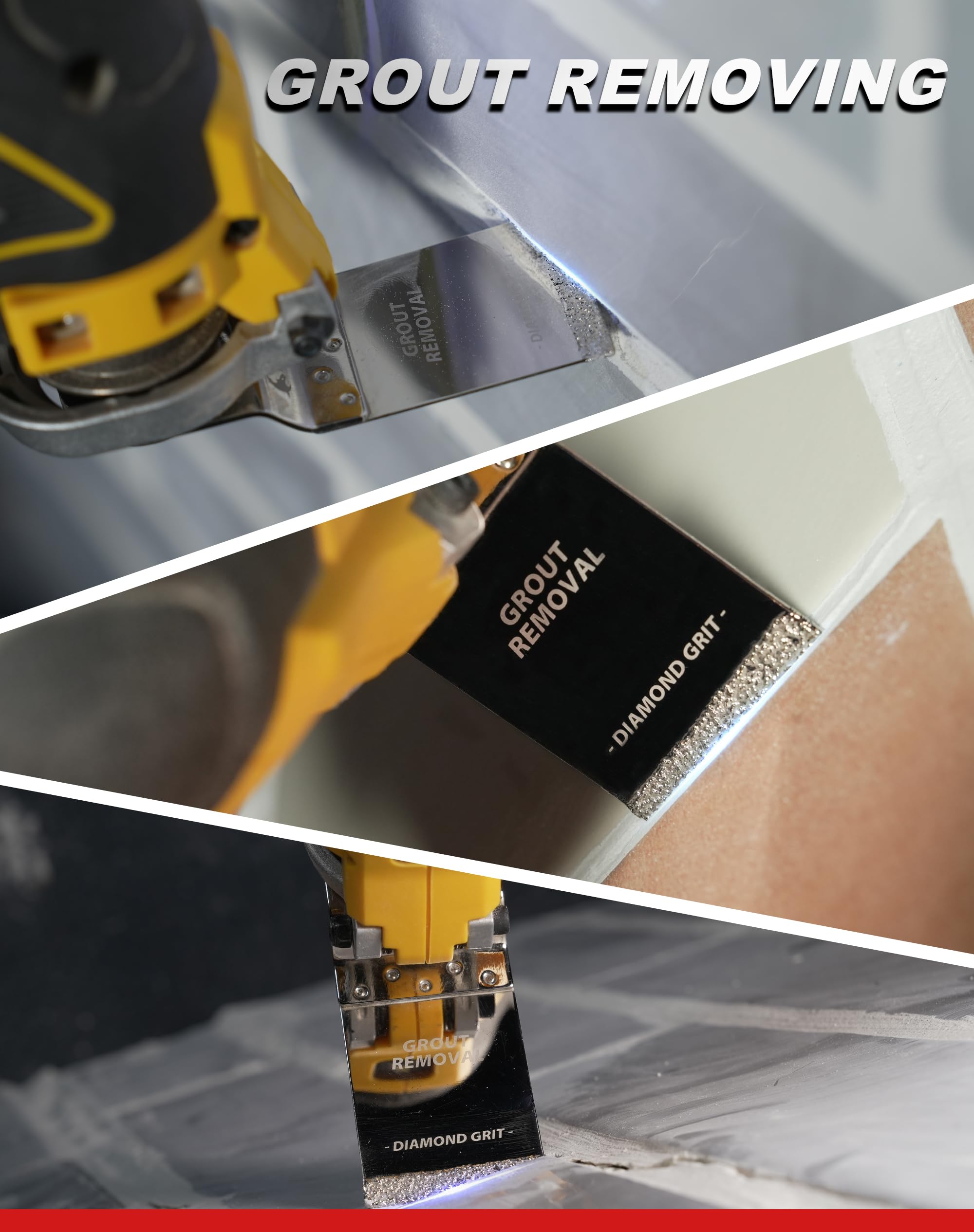 Diamond Oscillating Blade, Flush Cutting Oscillating Multi Tool Saw Blades for Grout Removal, Cleaning Mortar - EZARC Tools