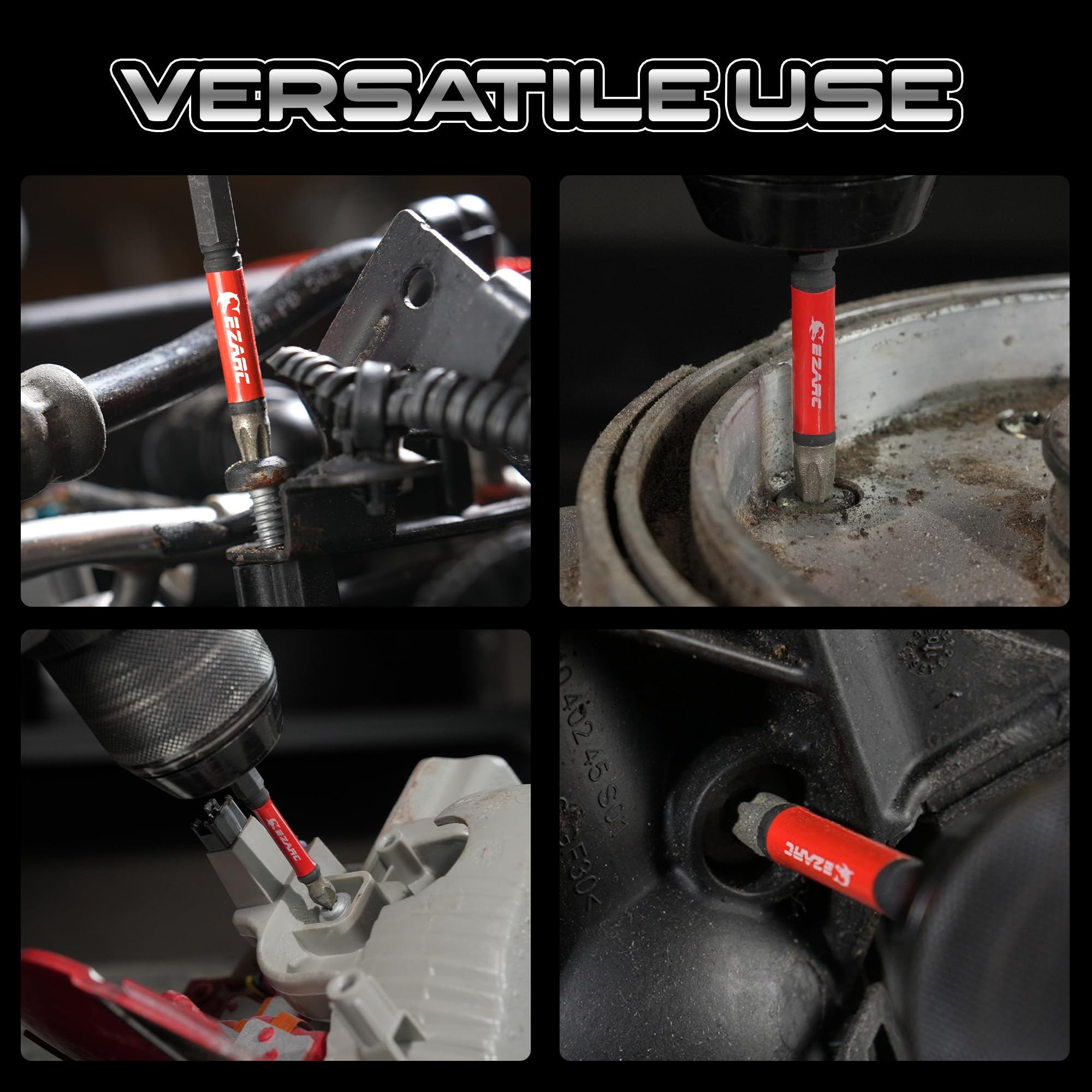 Diamond Tip Screwdriver Bit Set, Anti-Slip Magnetic 65mm Torx, Phillips, Pozidriv & Slotted Bits, S2 Alloy Steel, 1/4" Hex Shank for Impact Driver and Power Drill, 10-Piece