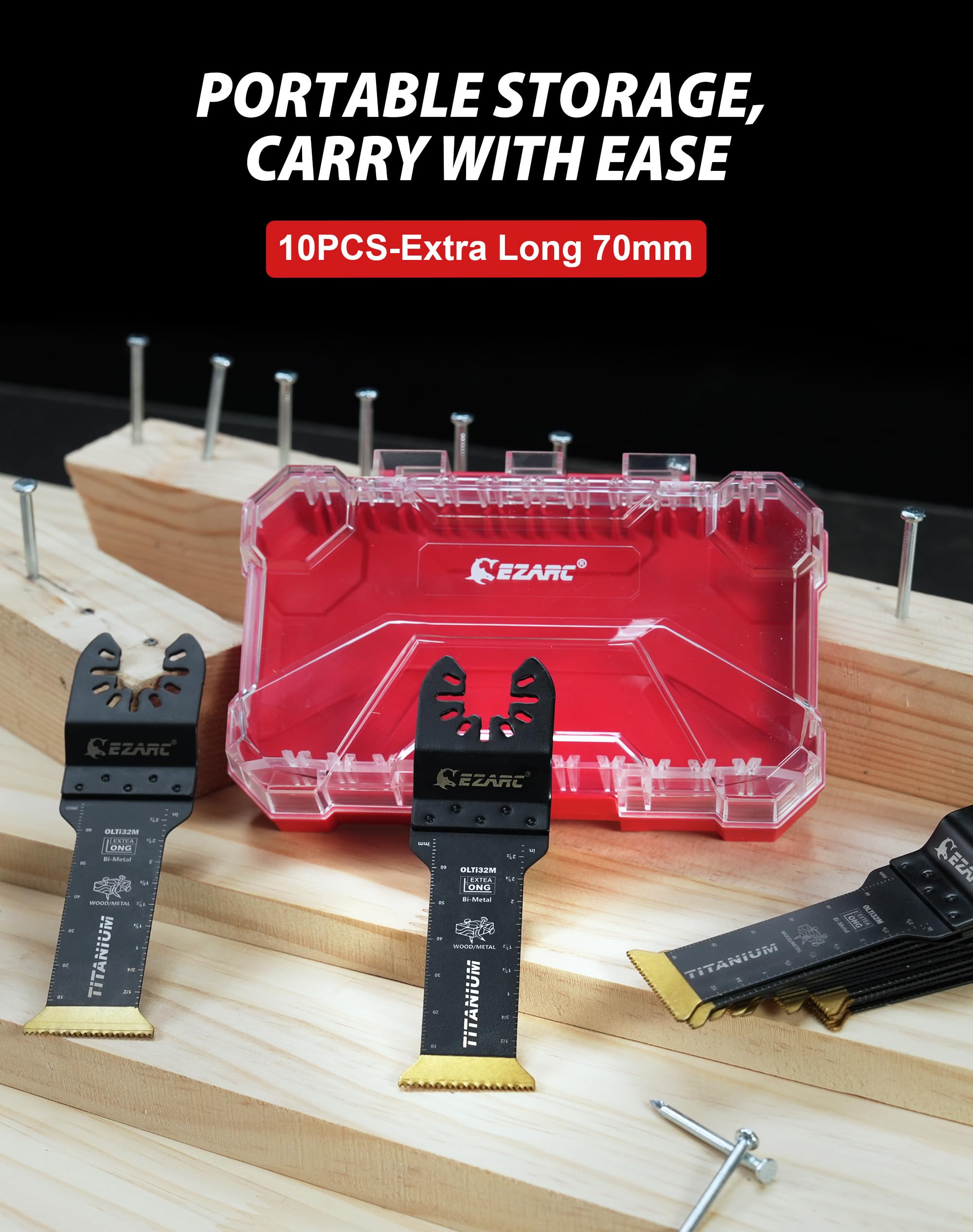 Standard Length & Extra-Long Oscillating Blades for Metal, Wood Nails, Screws, Plastic - EZARC Tools