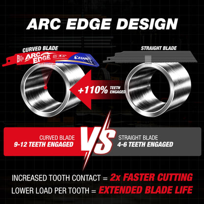 Arc Edge Bi-Metal Reciprocating Saw Blade, 6"/8"/10", 14TPI, 5pack
