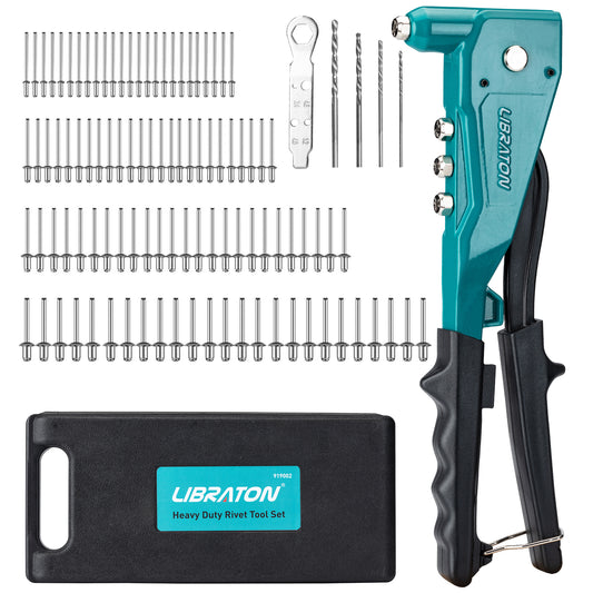 LIBRATON Heavy Duty Rivet Gun, Pop Rivet Gun Set, Professional Hand Riveter