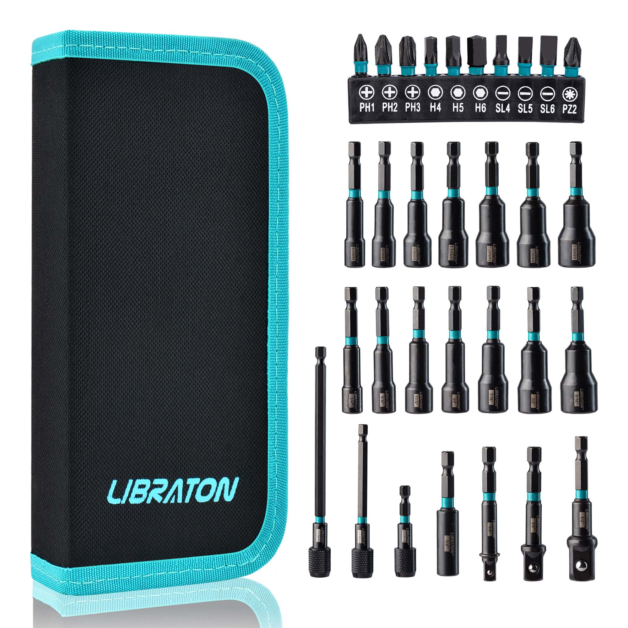 Libraton 31PCS Magnetic Nut Driver & Impact Bit Set, Metric & SAE