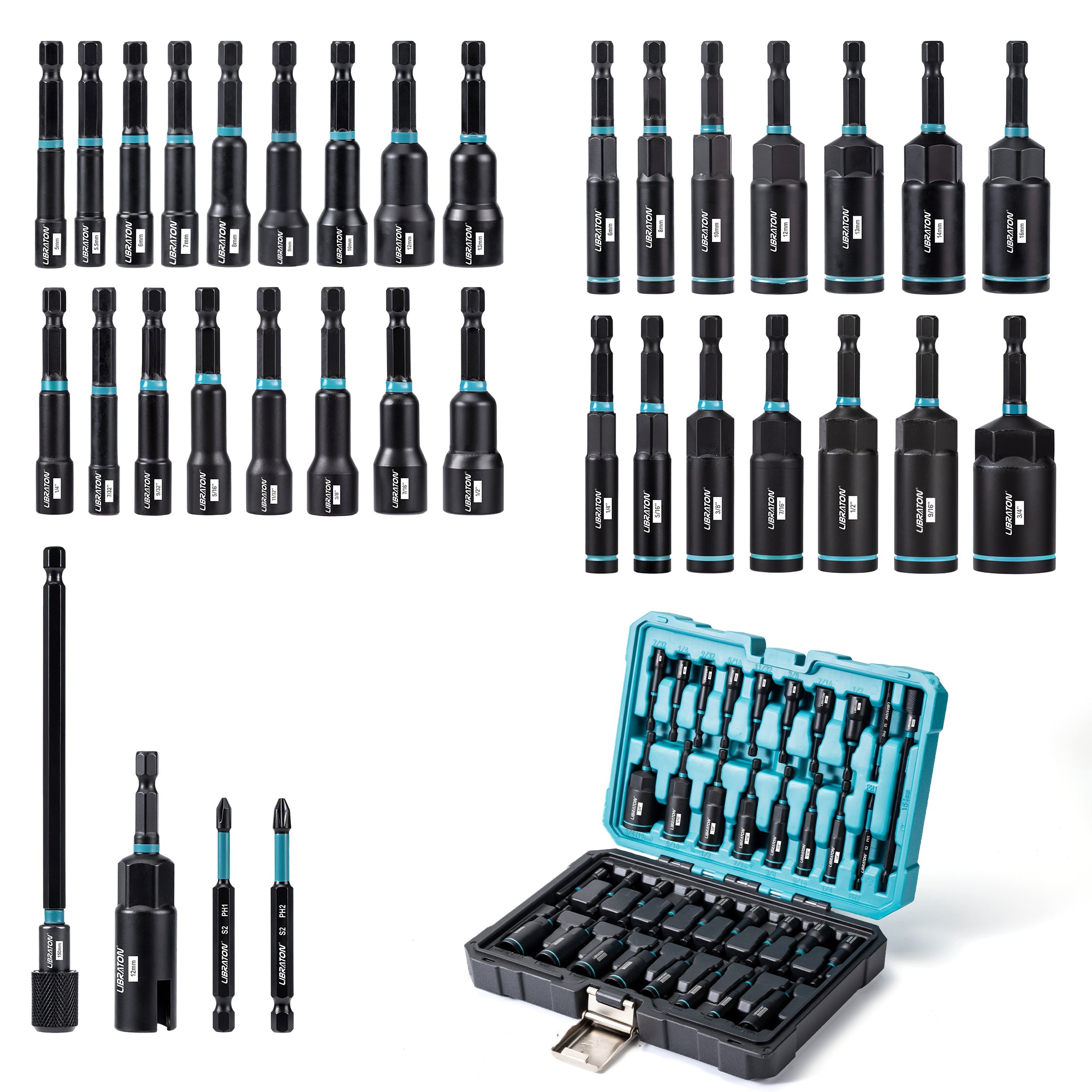 LIBRATON 35-Piece Magnetic Nut Driver Bit Set
