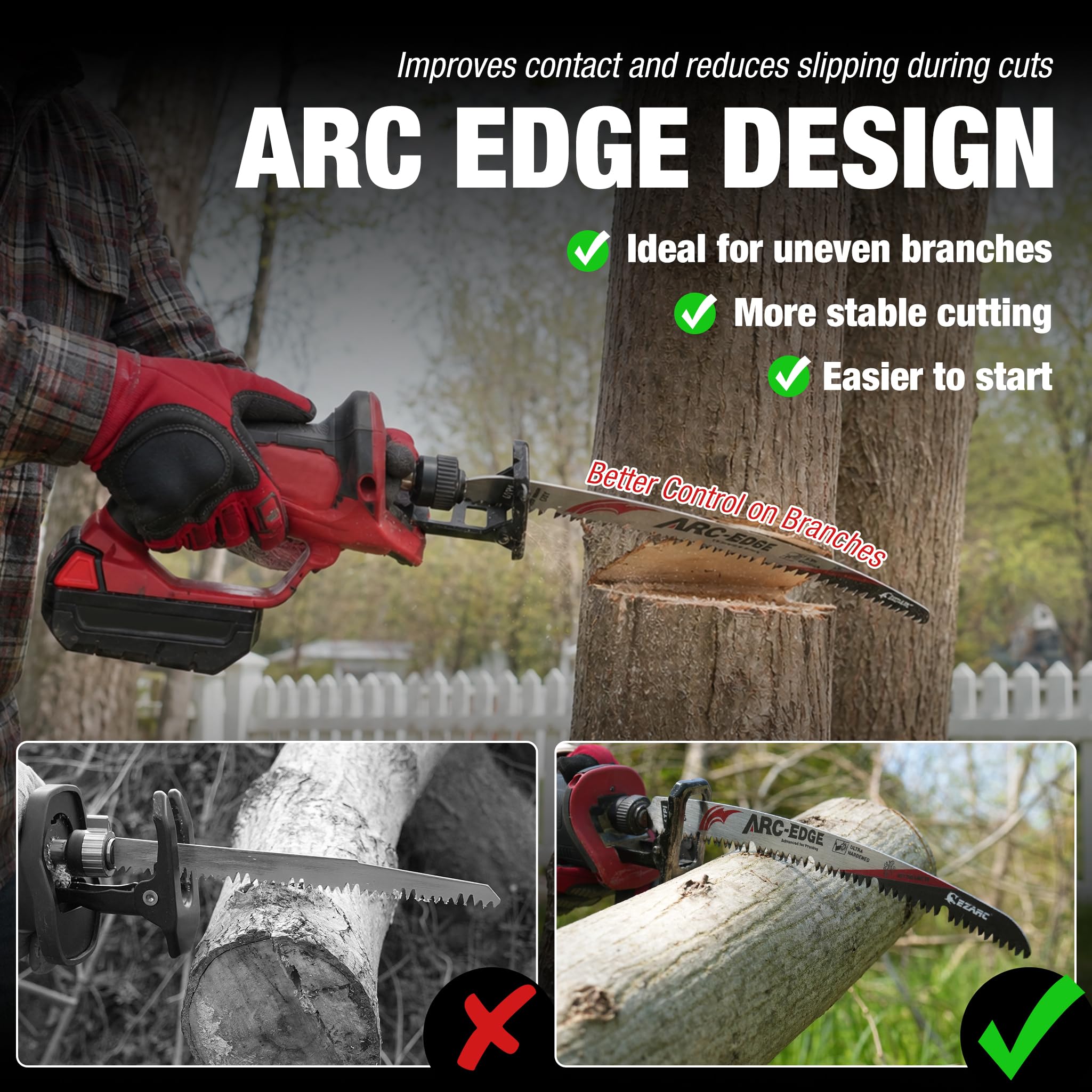 Tree Trimming/Wood Cutting – ProCut U-Groove Arc Edge Pruning Reciprocating Saw Blade