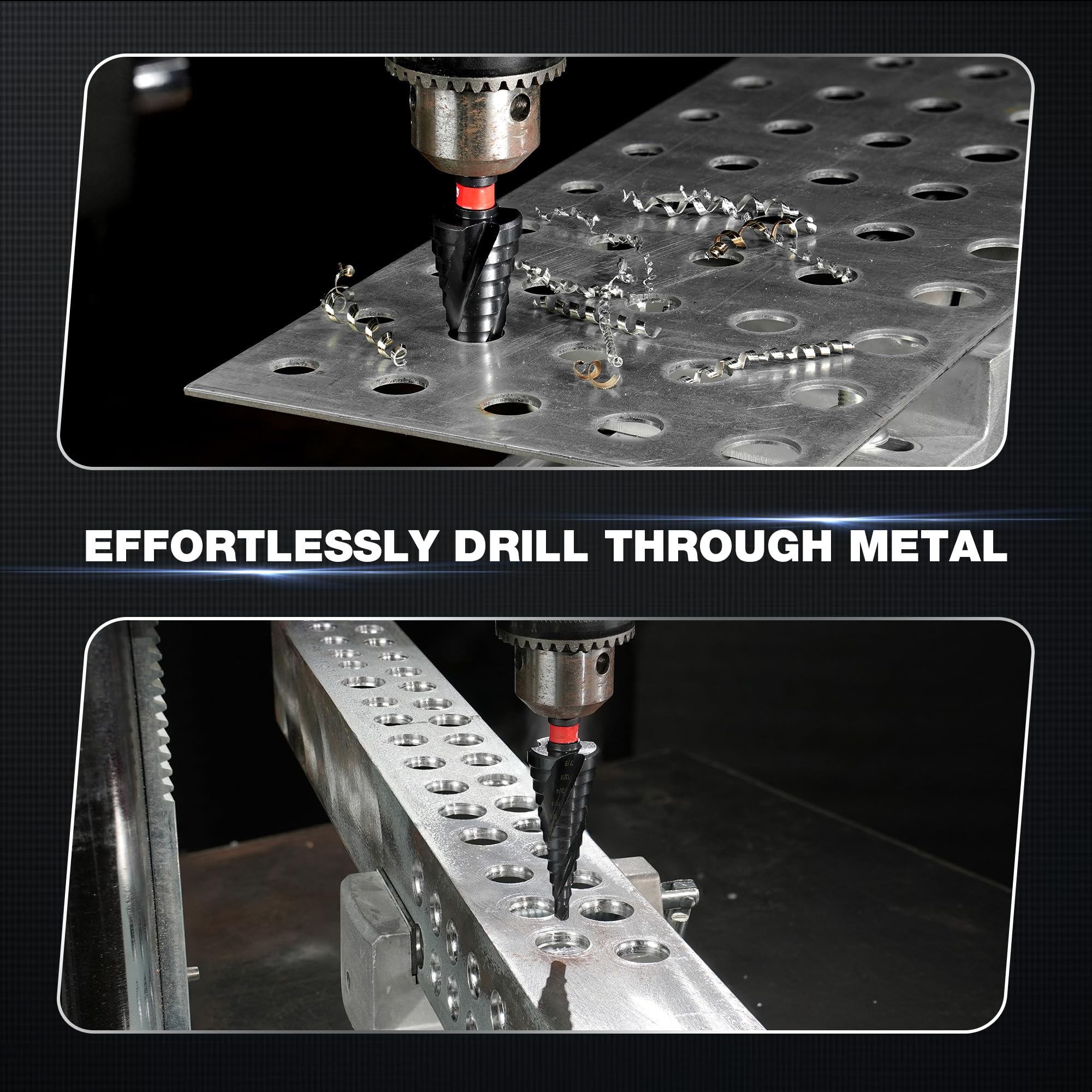 M35 Cobalt Wear-Resistant AlTiN Coated Step Drill Spiral Flute Unibit, for Stainless Steel, Aluminum, Plastic