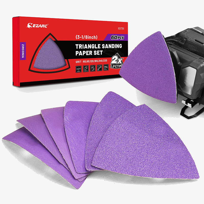 60PCS Triangle Sanding Paper,Fit for Oscillating Multi Tool, 60/80/120/180/240/320 Grit