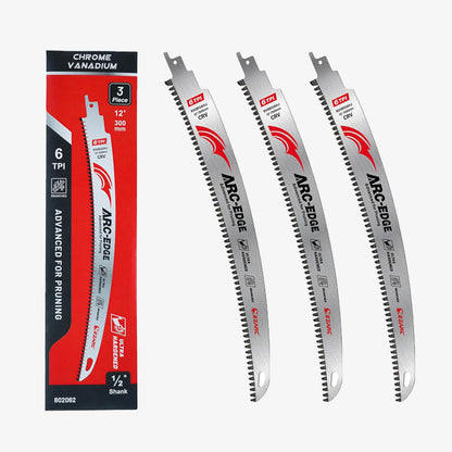 Japanese Teeth Reciprocating Saw Blade 15 Inch, Arc Edge Wood Pruning Saw Blades 6TPI for Tree Trimming, Wood Cutting, 3 Pieces - EZARC Tools