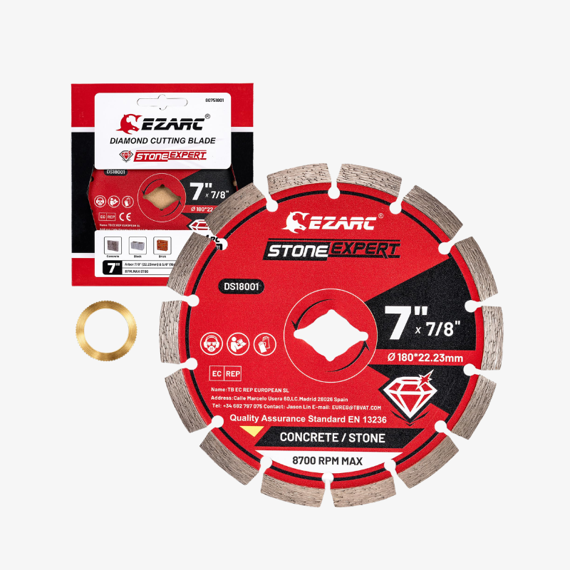 7 Inch Segmented Diamond Blade for Concrete, Block and Brick, Wet/Dry Cutting Wheel for Angle Grinder, 7/8"-5/8" Arbor