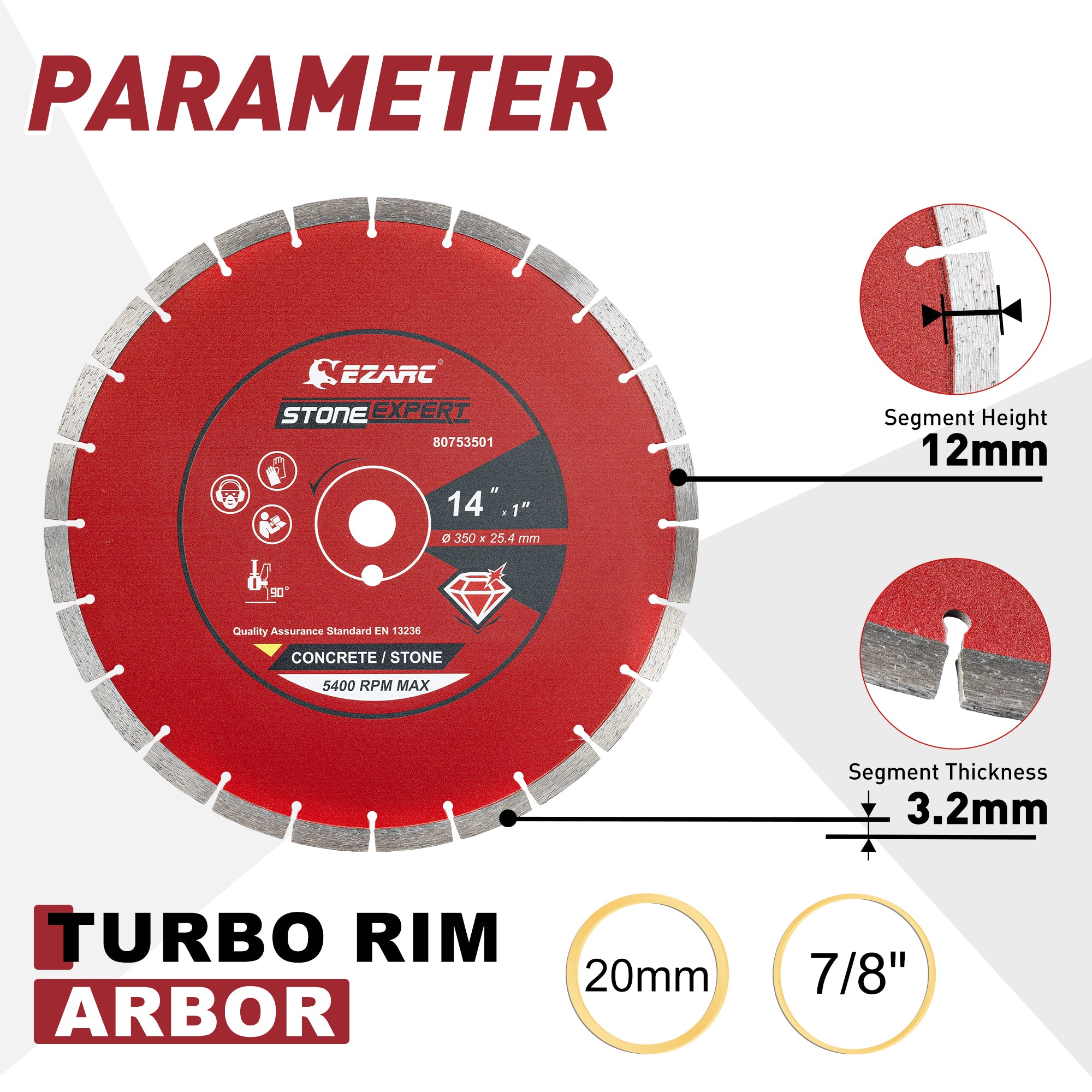 14 in. Segmented Diamond Blade For Concrete/Masonry/Block - EZARC Tools