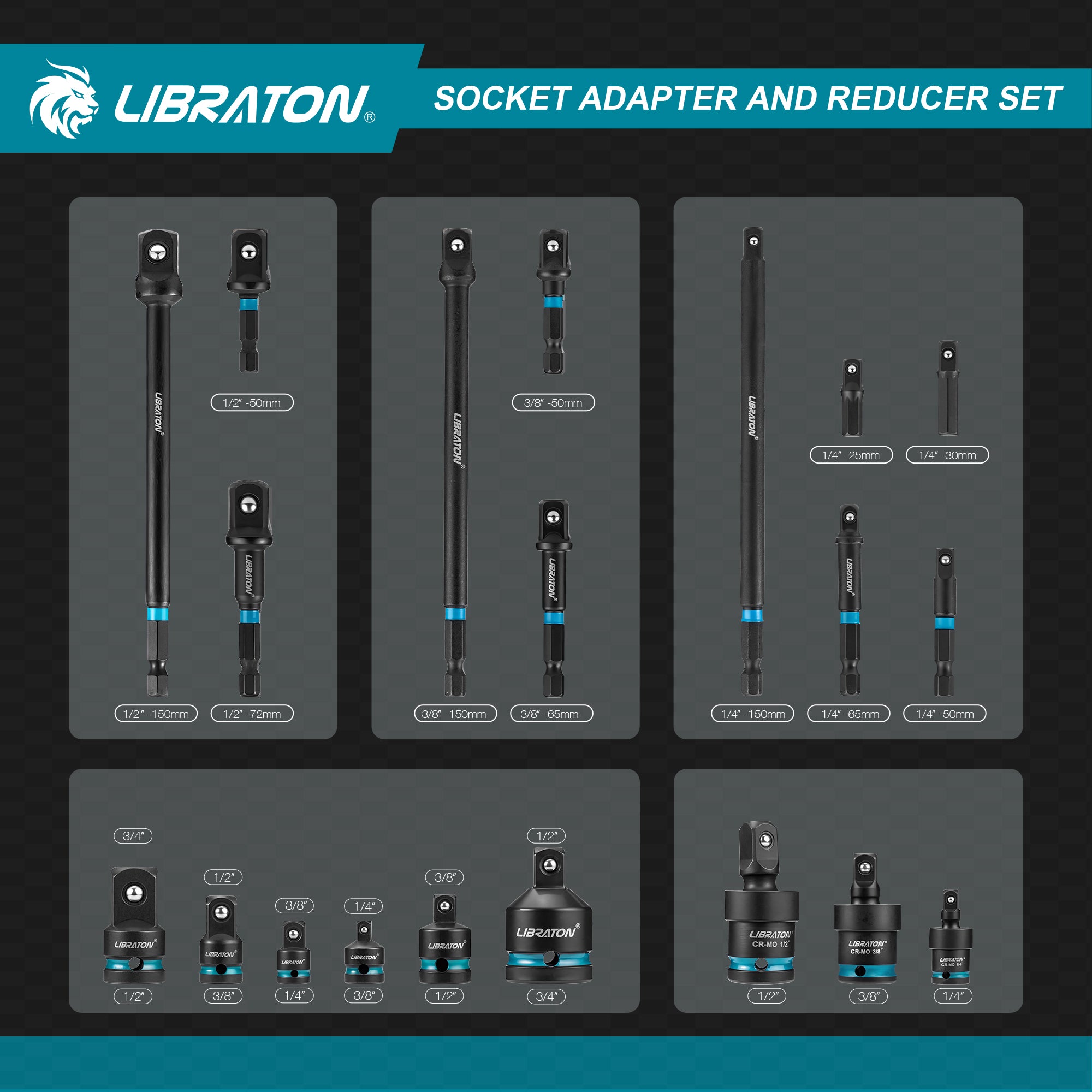 LIBRATON 20PCS Socket Adapter & Reducer Set