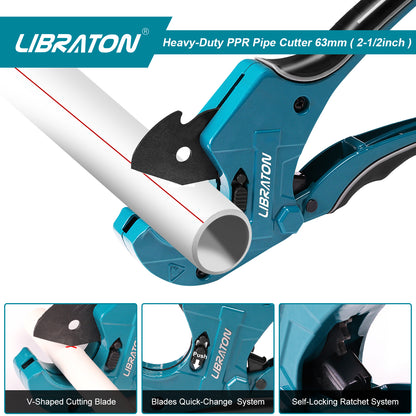 Libraton Heavy-Duty Ratchet Cutter – Up to 2-1/2", for PVC, PEX, PPR