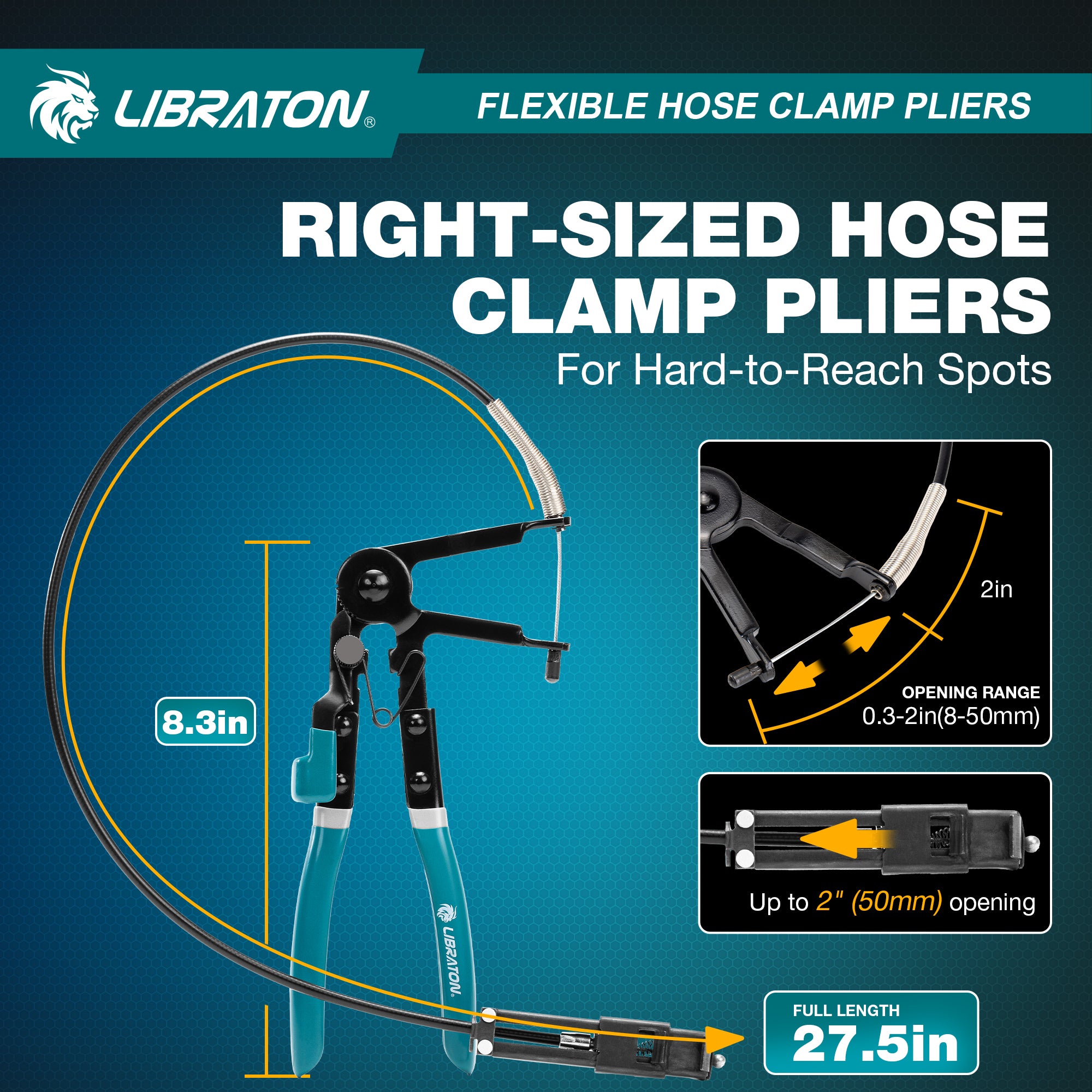LIBRATON Flexible Hose Clamp Pliers, 27.5" Radiator Hose Clamp Pliers