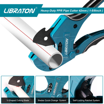 Libraton PVC Cutter – 1-5/8", Ratchet Action, 3 Spare Blades