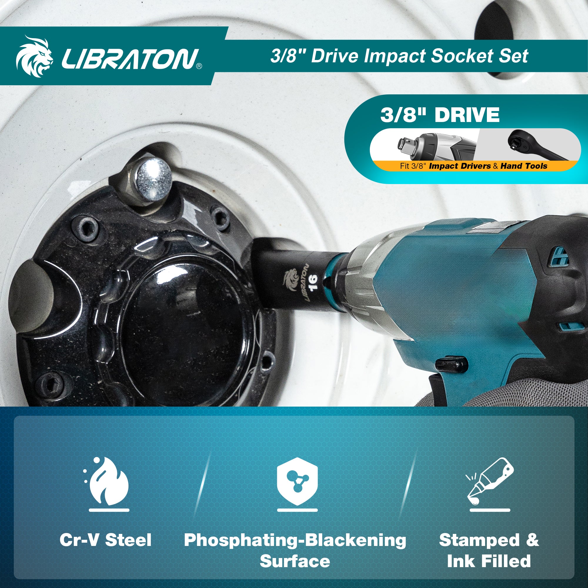 Libraton 90PCS 3/8" Drive Master Impact Socket & Ratchet Set - Product Description