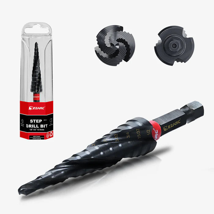 EZARC Step Drill Bit Set for Metal, Stainless Steel, Aluminum, Plastic - EZARC Tools