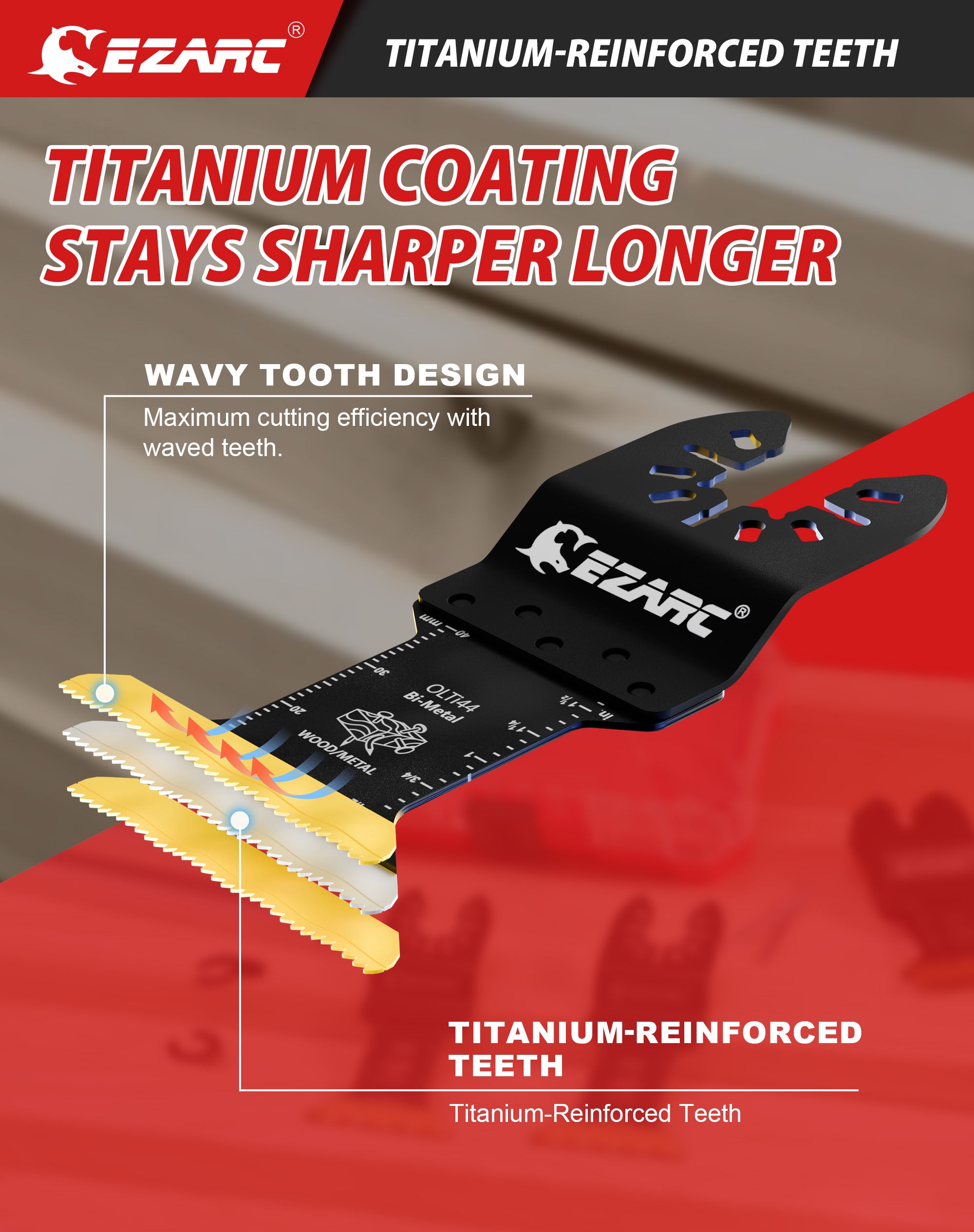 Titanium Oscillating Blade for Metal, Wood Nails, Screws Cutting, Plastic - EZARC Tools