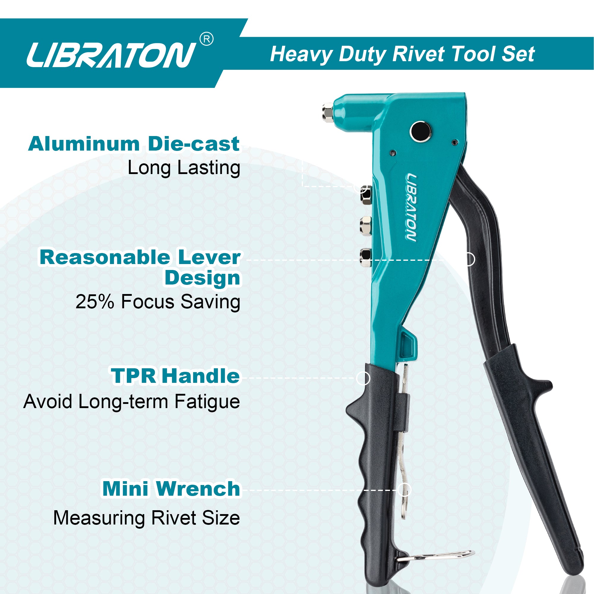 LIBRATON Heavy Duty Rivet Gun, Pop Rivet Gun Set, Professional Hand Riveter