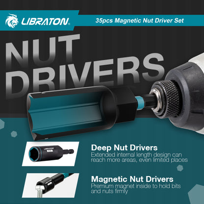 LIBRATON 35-Piece Magnetic Nut Driver Bit Set
