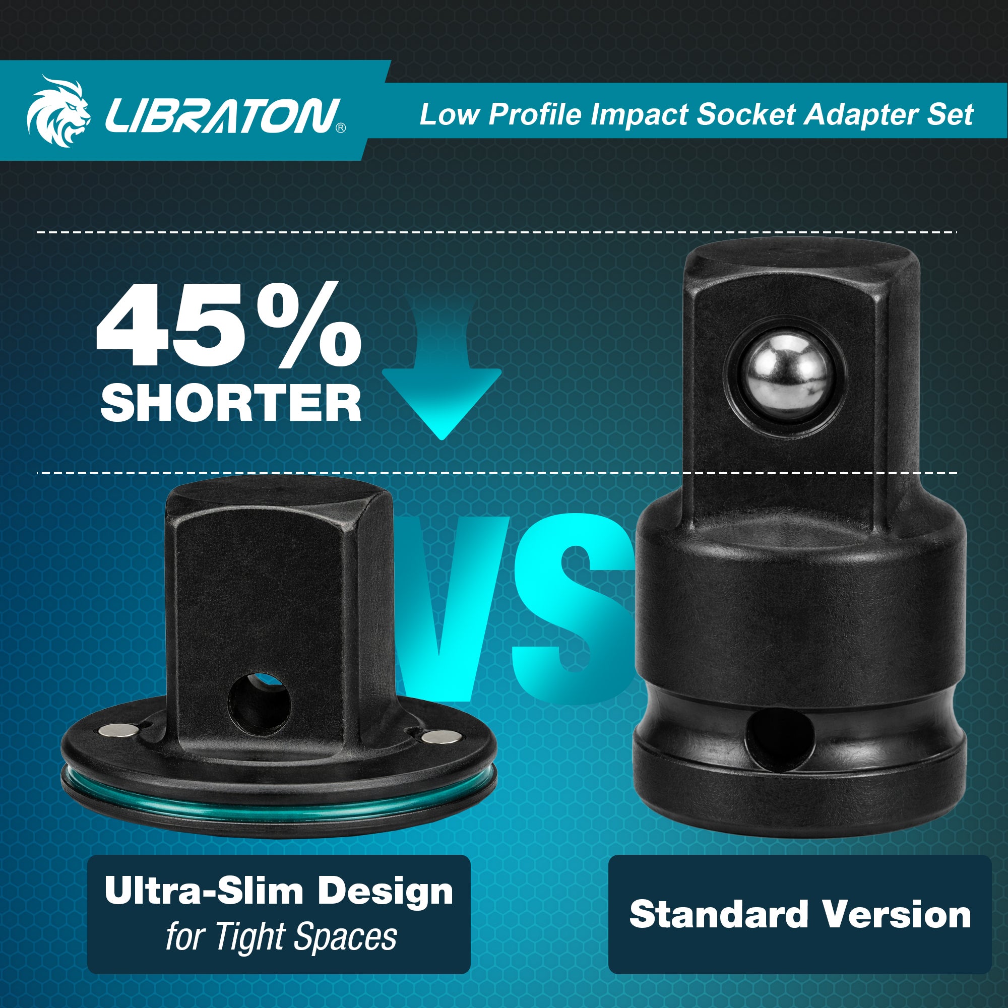Libraton 4PCS Low Profile Impact Socket Adapter Set, Magnetic Drive Converter