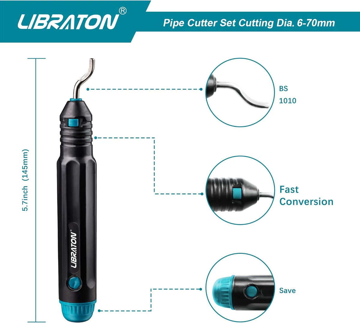 Libraton Copper Tube Cutter – 1/4"–2-3/4", Heavy-Duty, with Deburrer